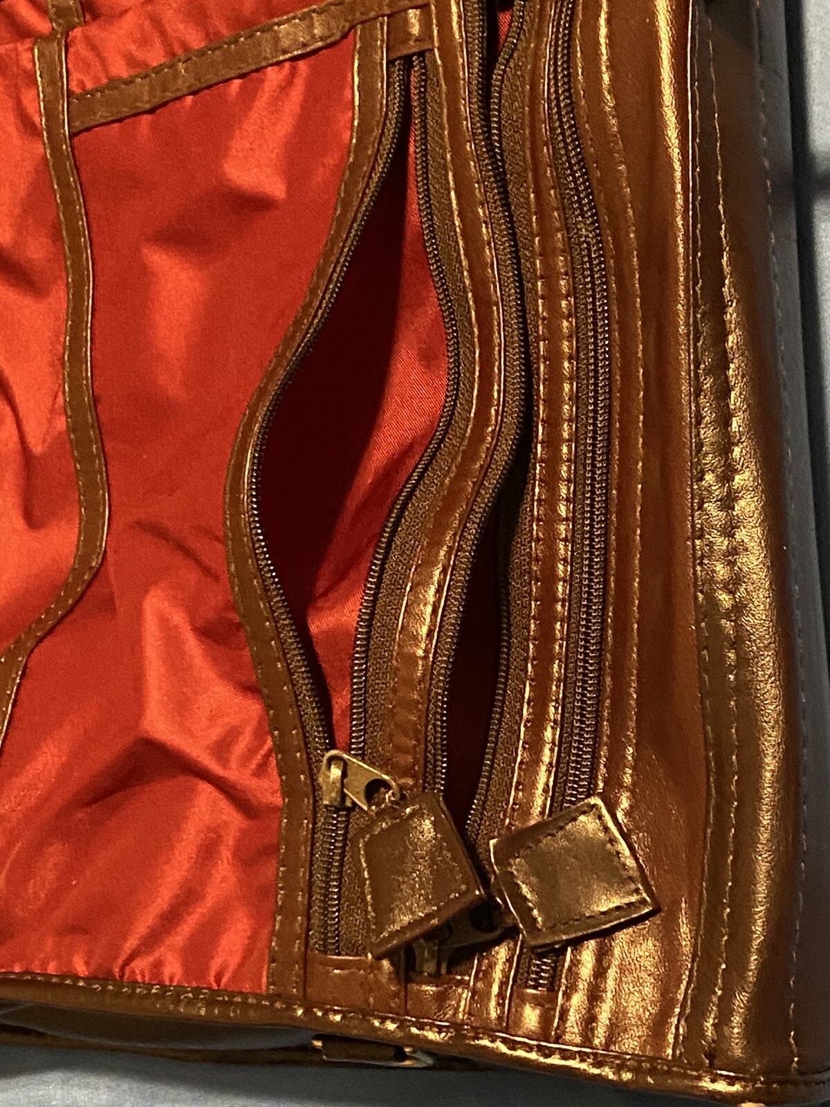 Vintage LAND Brown Leather Luggage Carry Traveling Bag With 3 Hangers