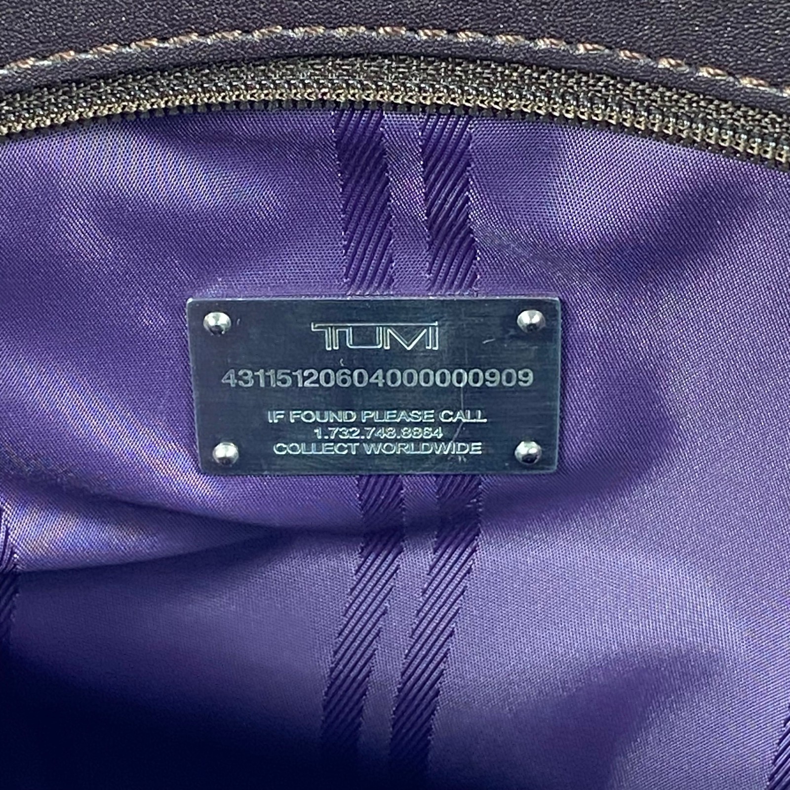 Tumi Bag W/Mini Wallet – Brown/Purple