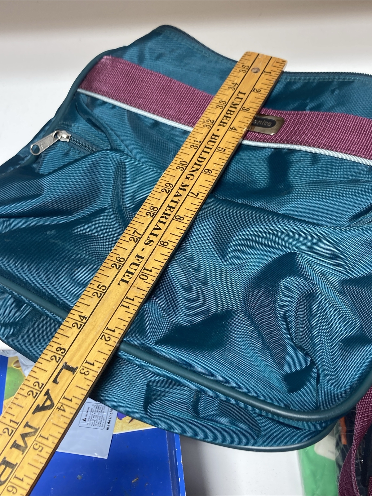 Vtg 1987 Samsonite Carrypak 37 CarryOn Shoulder Bag Messenger Diaper Teal Purple