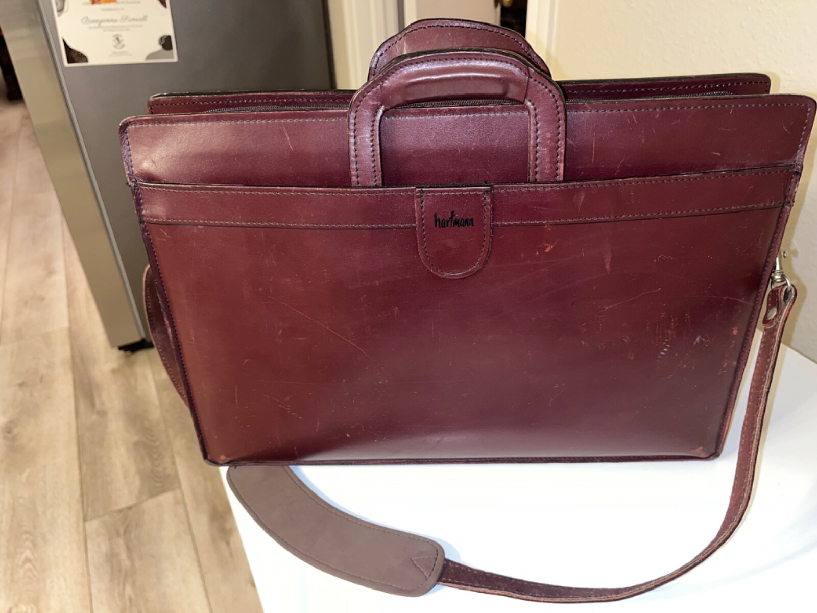 vintage Hartmann Luggage Leather Briefcase Satchel 17″ x 12″