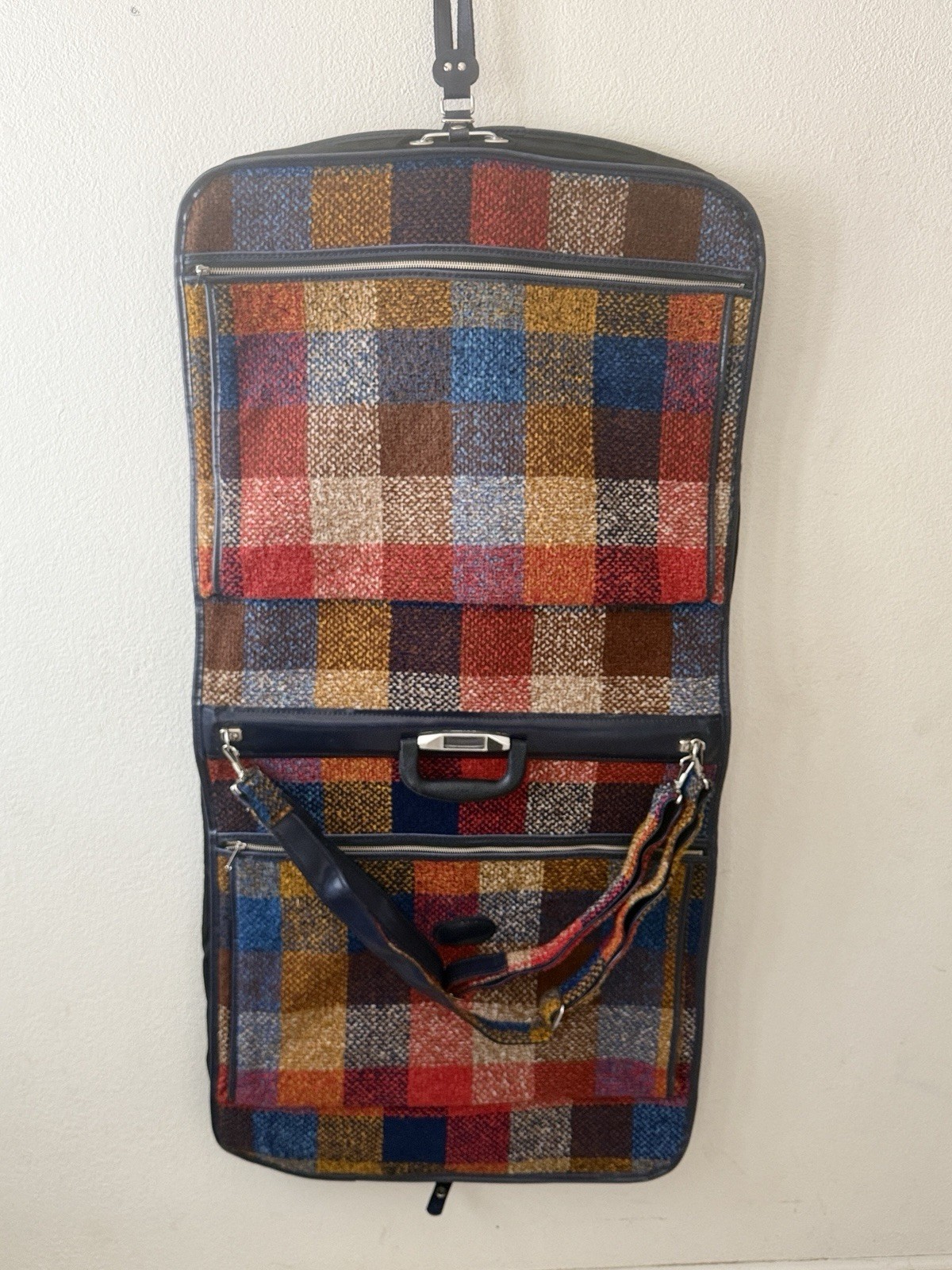 VINTAGE RARE* Skyway Luggage Plaid Rainbow Retro Tweed Garment Bag