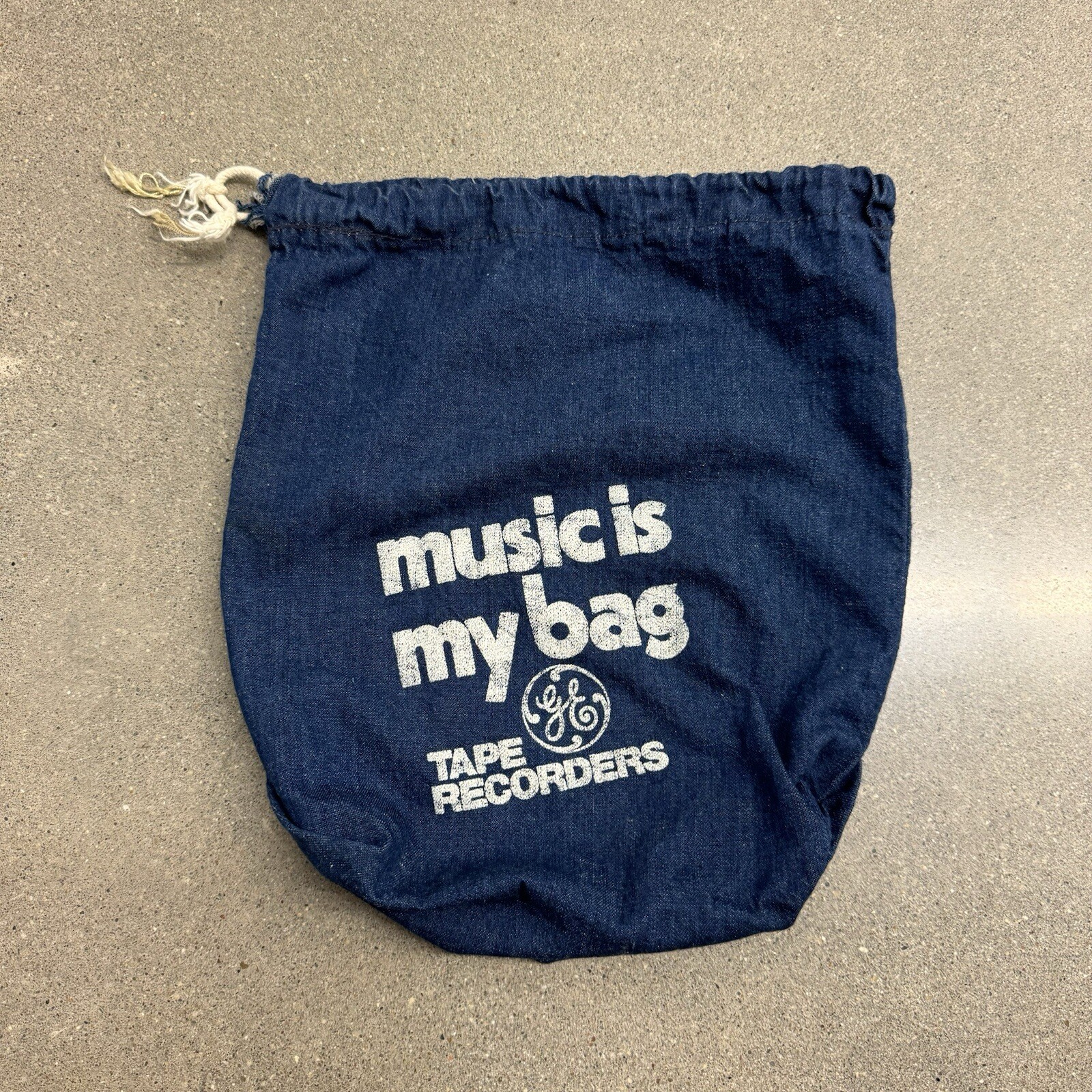 Vintage 50s GE General Electric Selvedge Denim Music Drawstring Bag