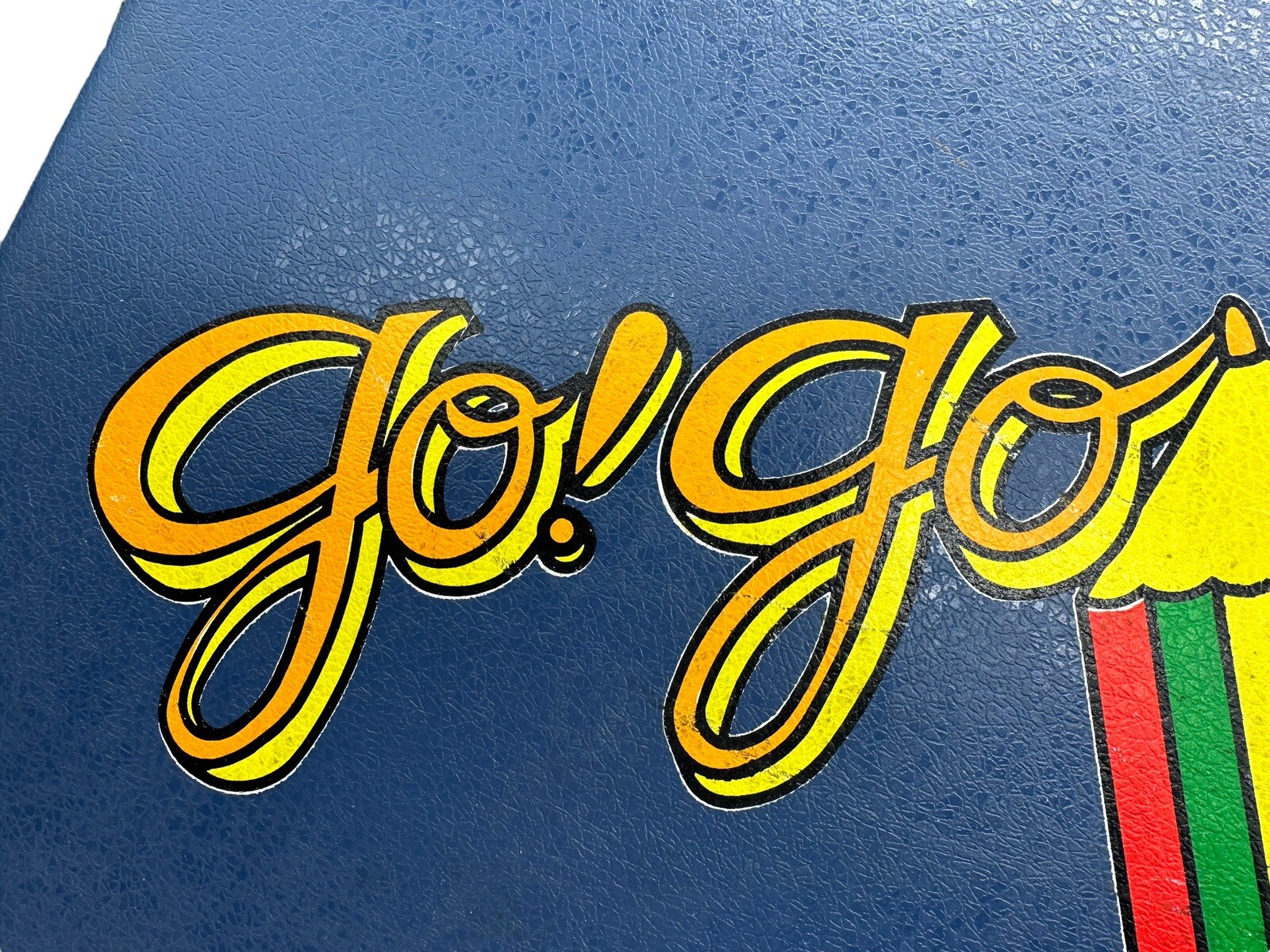 Vintage Blue Go Go Child’s Suitcase Hardside Going to Grandmas Rainbow Pencil