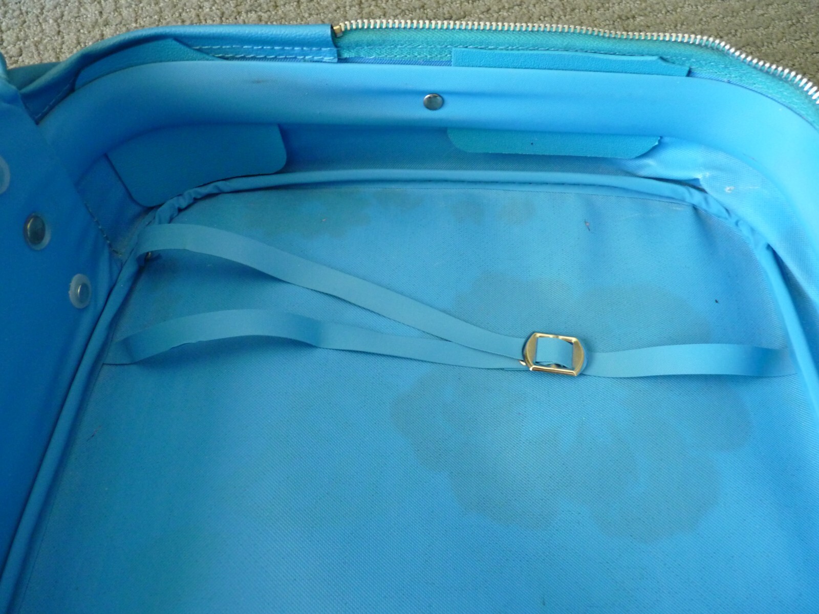 Vtg Peter’s Bags Flower Power Floral Suitcase Luggage Canvas Carry On Turquoise