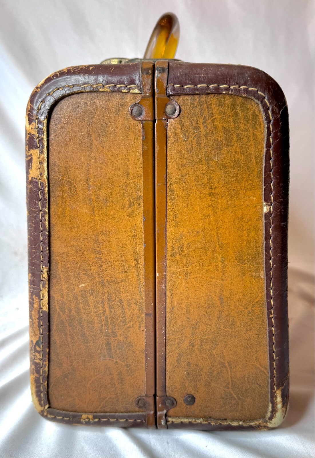 VTG Leather Samsonite Shwayder Bros Valise Suitcase Hard Shell Bakelite? Handle
