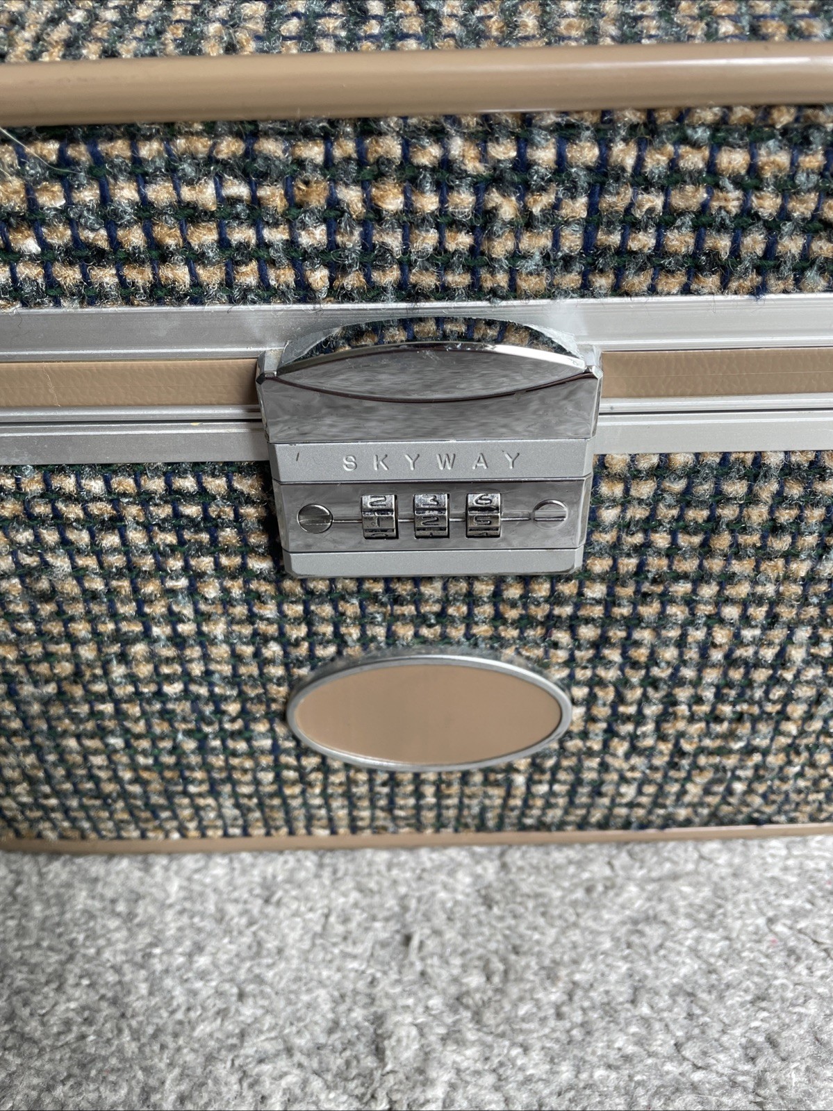 Vintage 60s Train Case Skyway Travel Retro 1960s Tweed Makeup Luggage Combo Lock