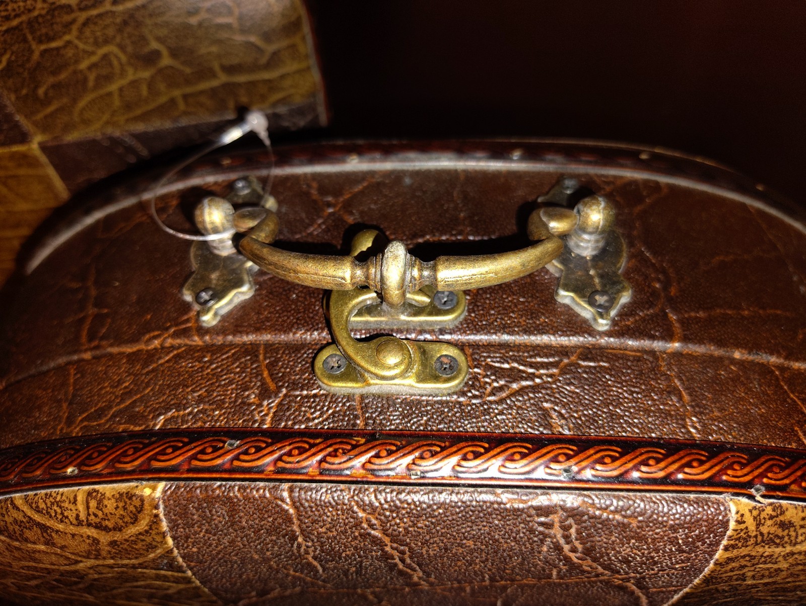 Vintage Leather Vanity Travel Case Patchwork Style lot Of 2
