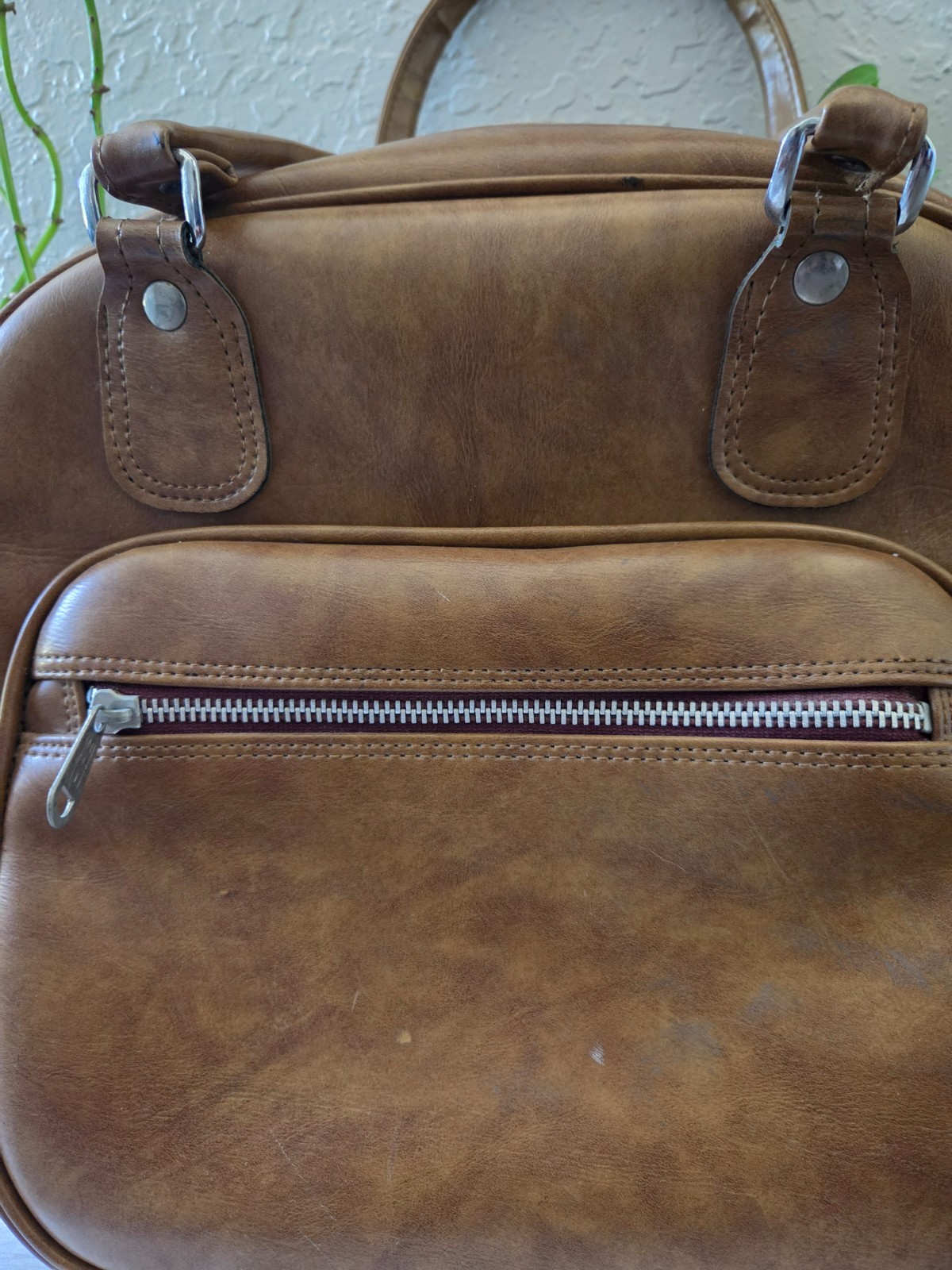 Vintage Airway Industries Zippered Brown Carry-On Travel Luggage Suitcase Bag