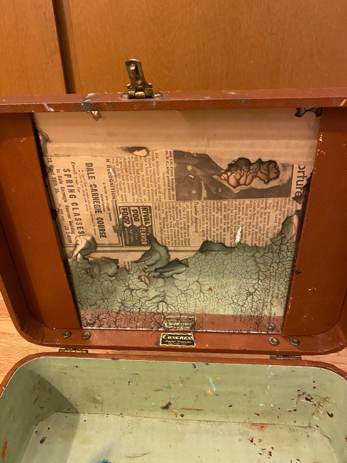 Vintage Congress Luggage Corporation Suitcase 13-1/2″ x 10″ x 5-1/2″ with Mirror