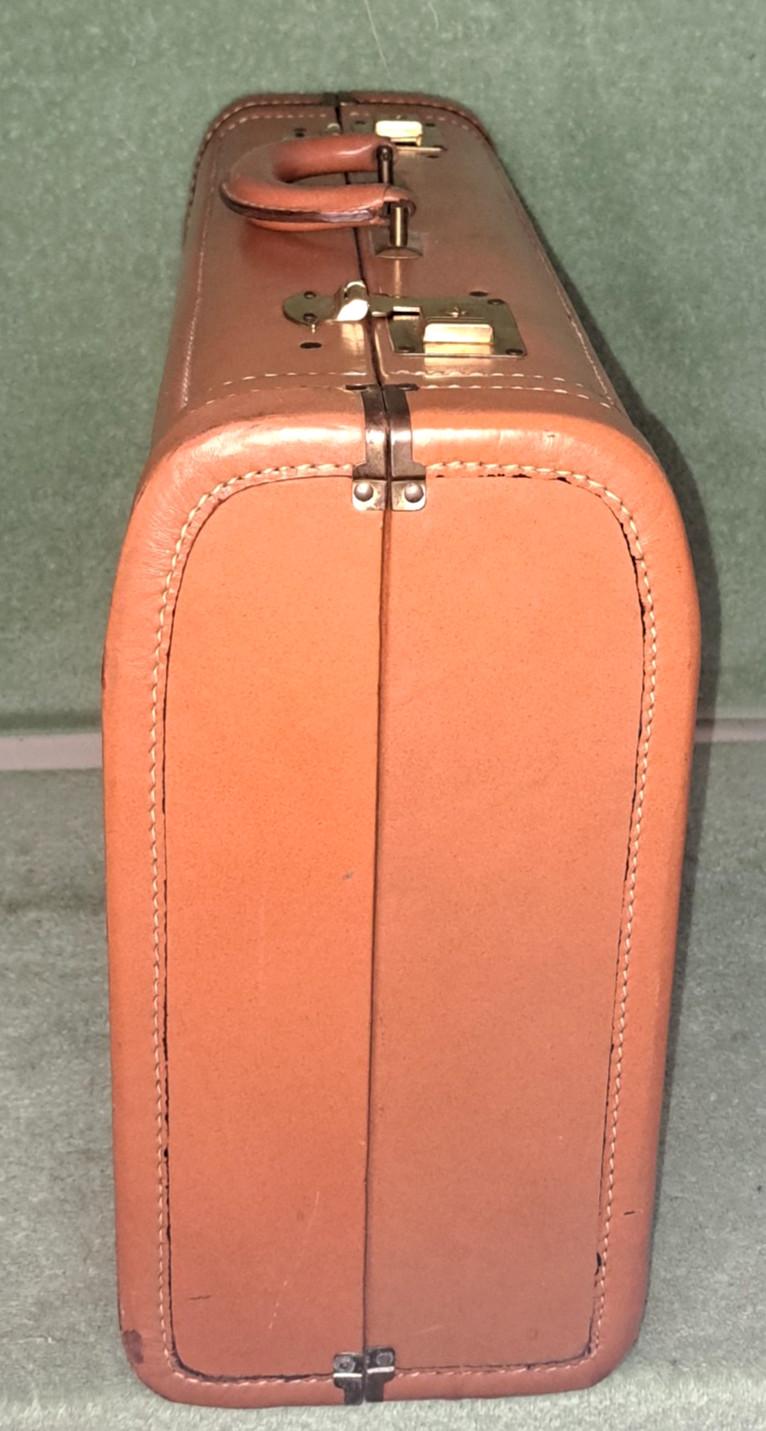 VTG Genuine Top Grain Cowhide Brown Leather 7x14x21 Suitcase Luggage Case