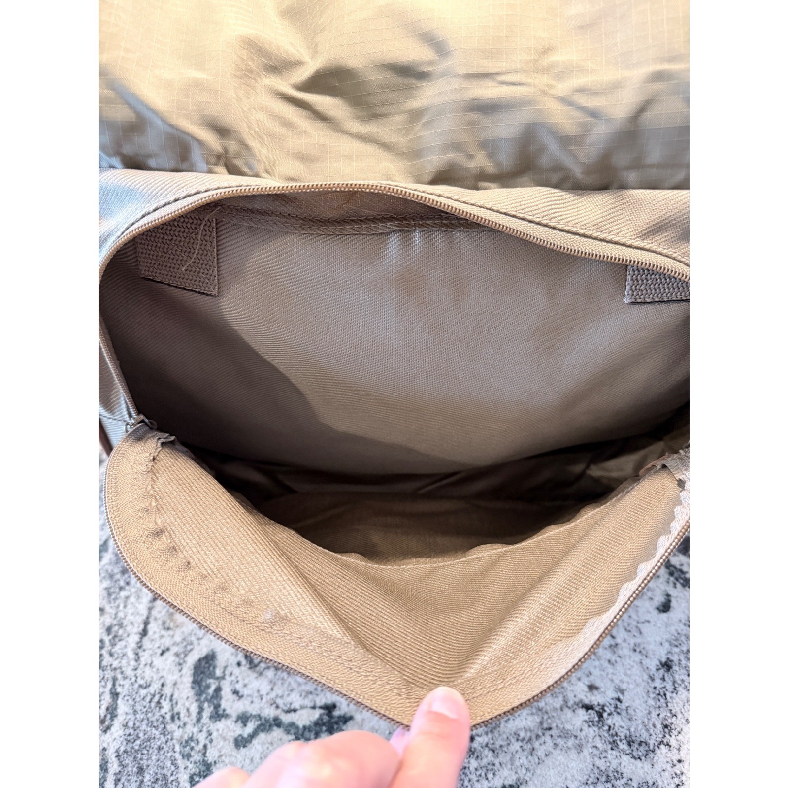 Eddie Bauer Vintage Canvas Leather Trim Duffle Bag Tan Weekend Travel Carry On