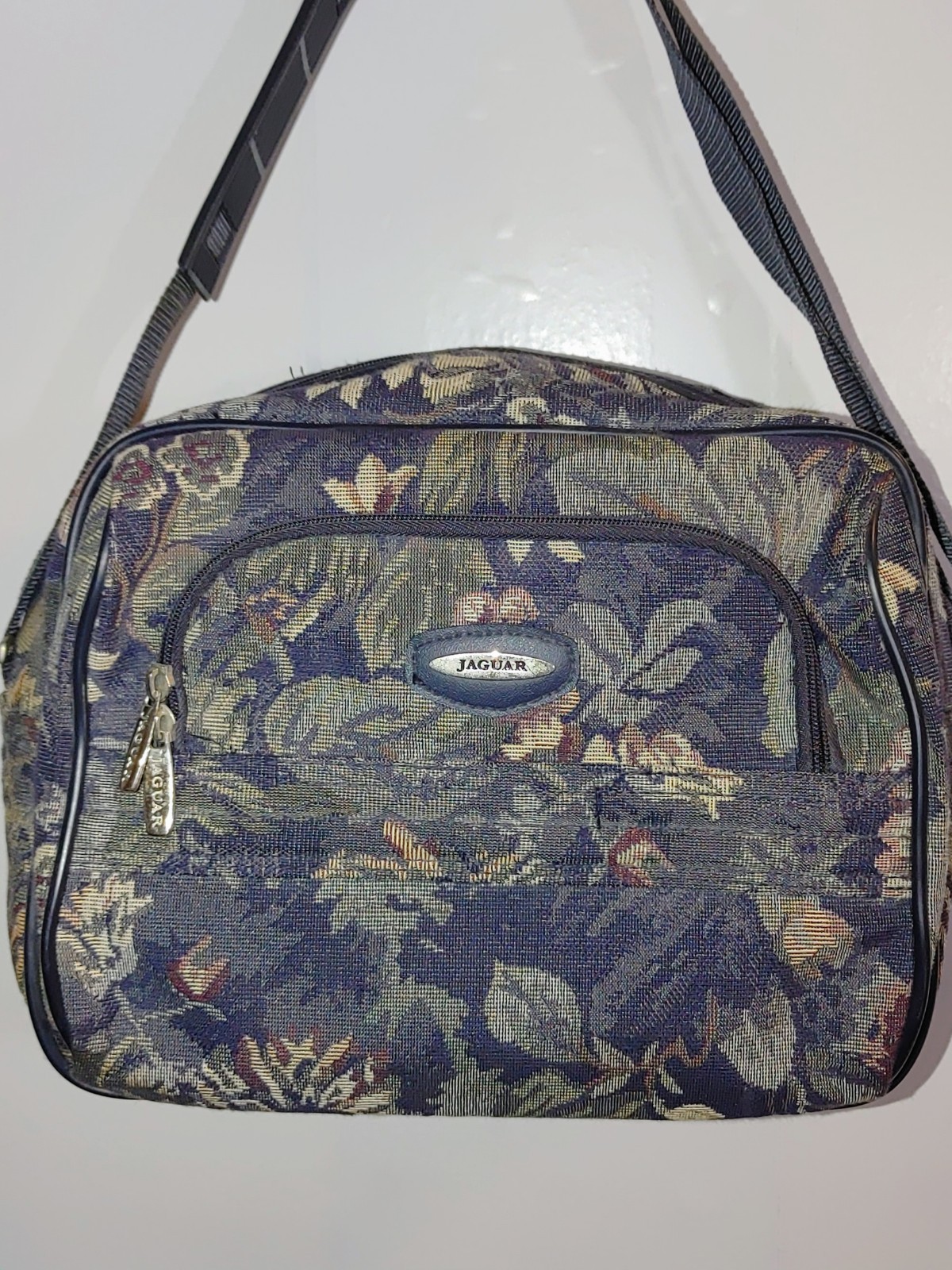 Vintage Jaguar Travel Cottagecore Floral Tapestry Carry On Cosmetic Duffle Bag