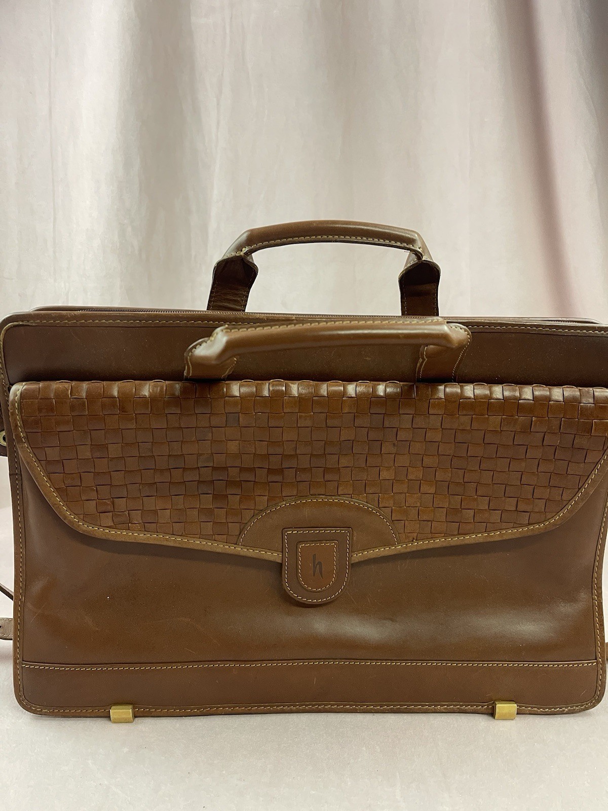 VTG Hartmann Luggage Leather Weaved Front Attaché Case