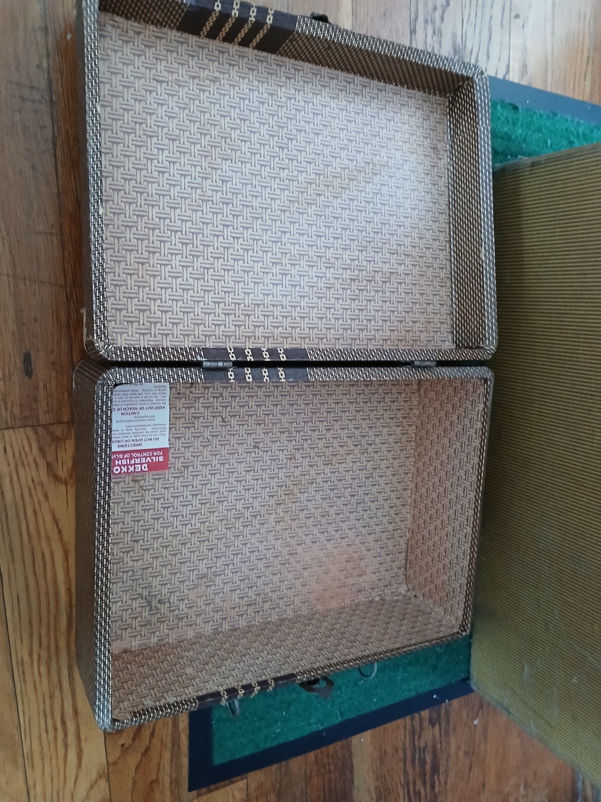 Vintage 1930s Tweed Canvas Suitcase and 1930S Striped Suitcase