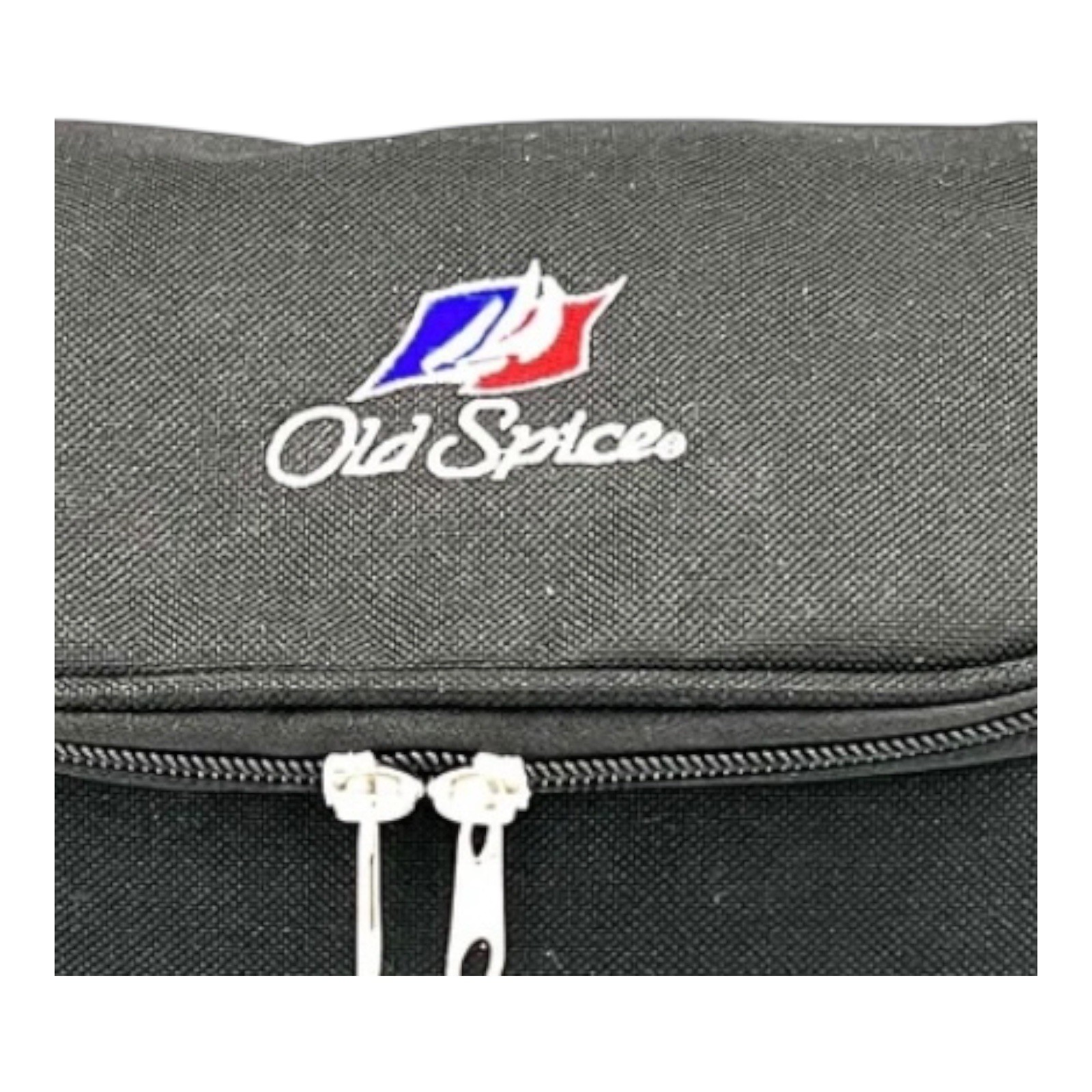 Old Spice Black Nylon Toiletry Travel Dopp Bag Embroidered Logo Vintage Canvas