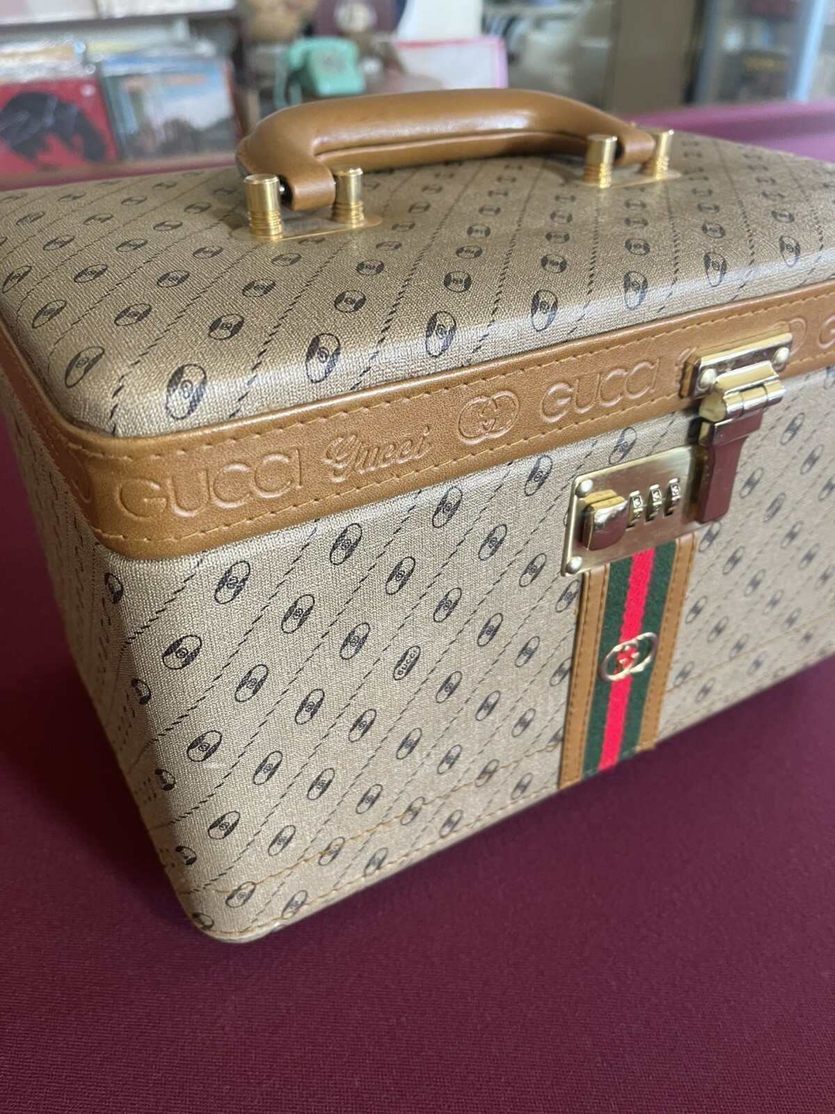 Gucci Vintage Case Make-up Case Travel Caboodle Gucci Logo