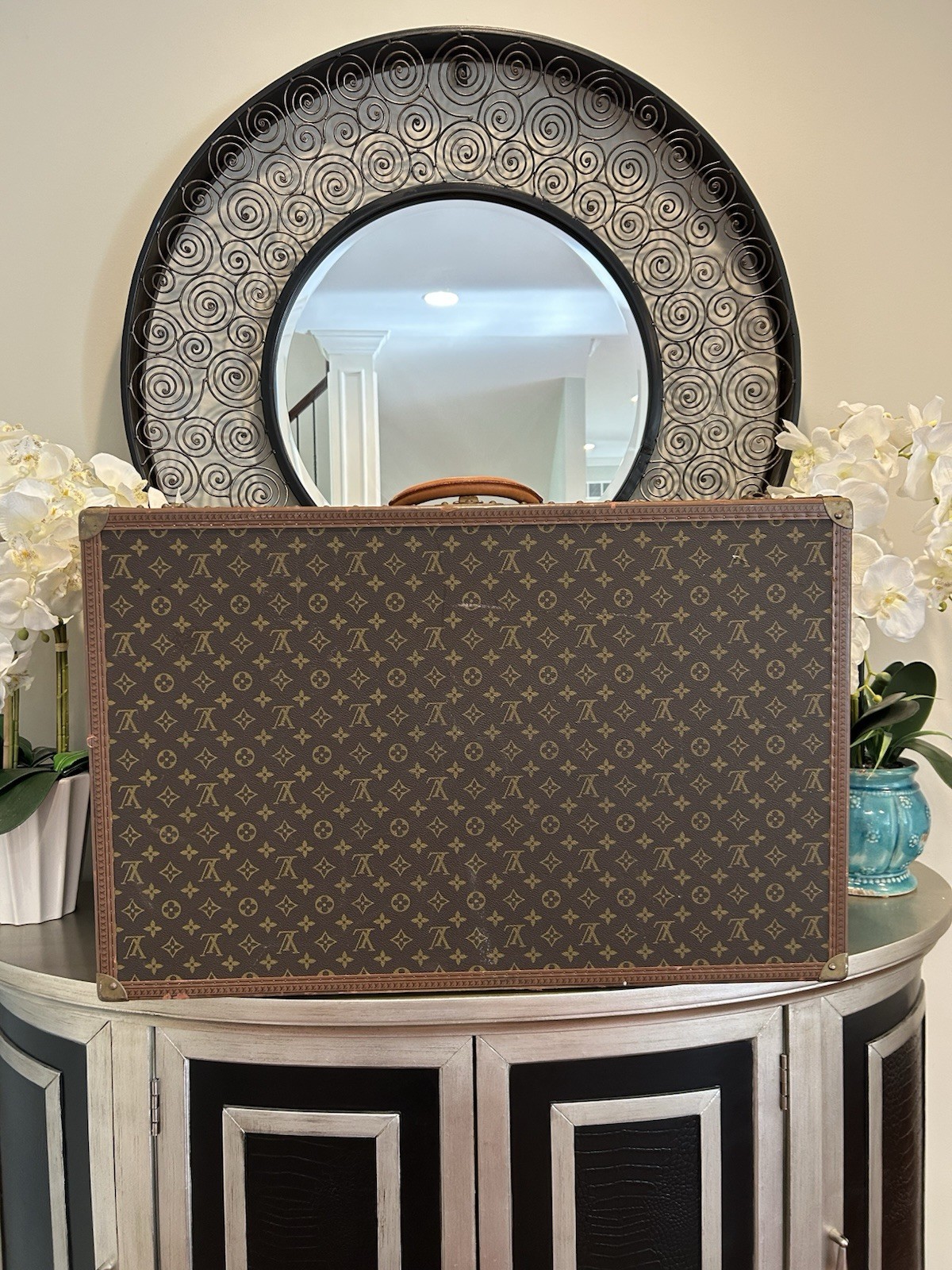 Louis Vuitton Vintage Hard Suitcase Monogram Locking Brass Hardware