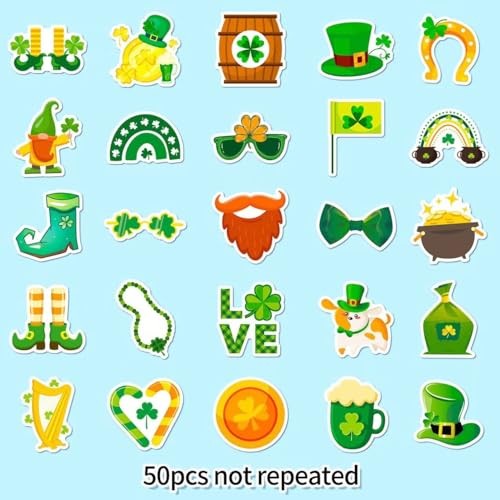50PCS St. Patrick’s Day Stickers Decorations Waterproof Irish Irish Day-B-50pcs