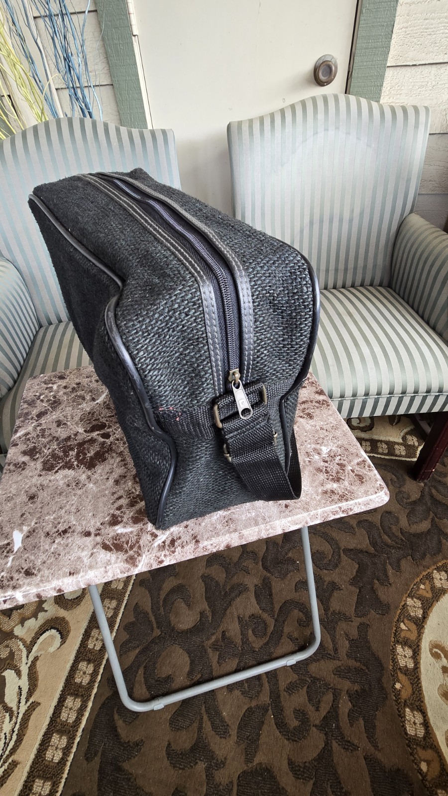 VINTAGE PIERRE CARDIN Black Tweed Travel Overnight Carry On Weekend Bag Mint