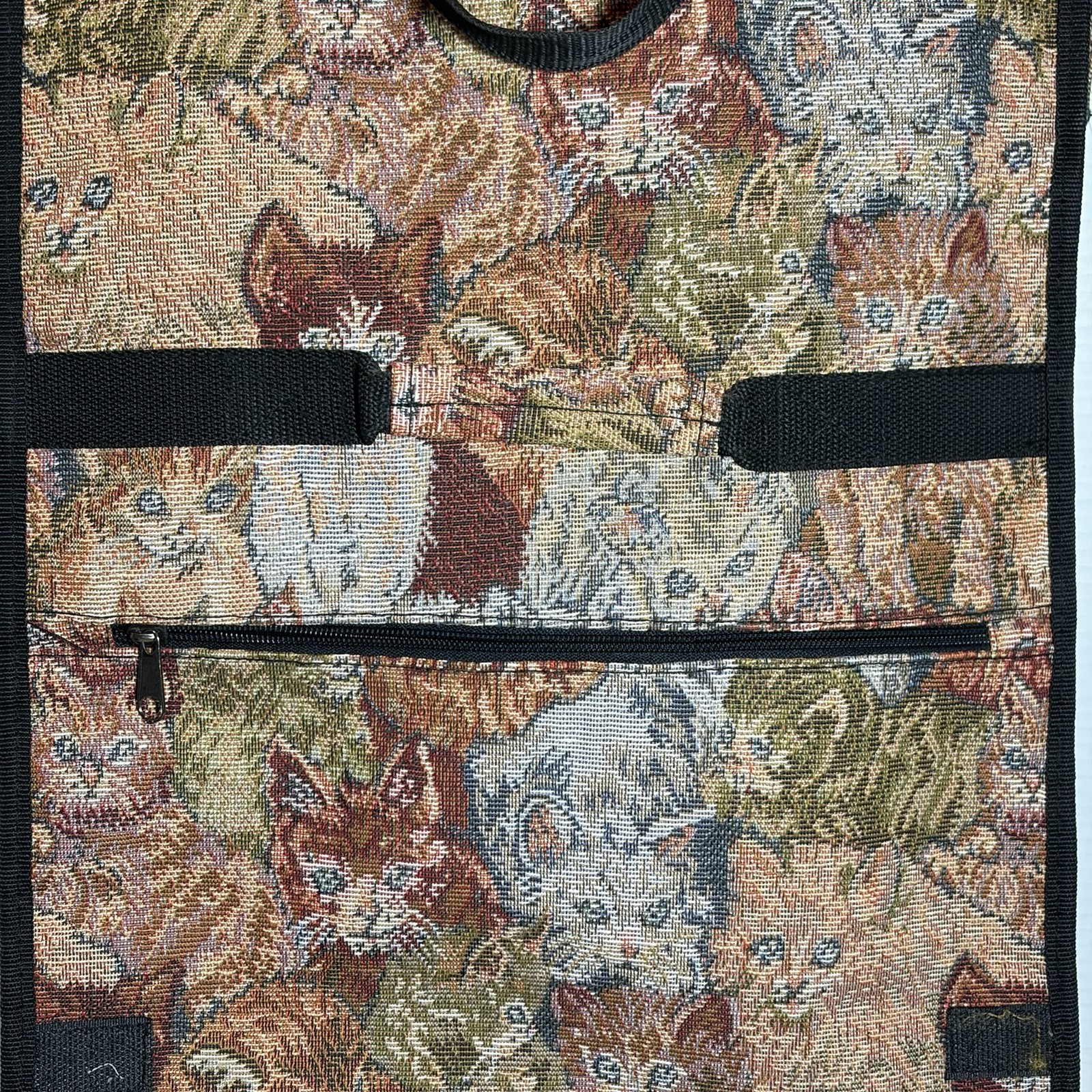 Vintage Tapestry Shopping Bag Cart With Wheels Foldable Travel Bag Cats