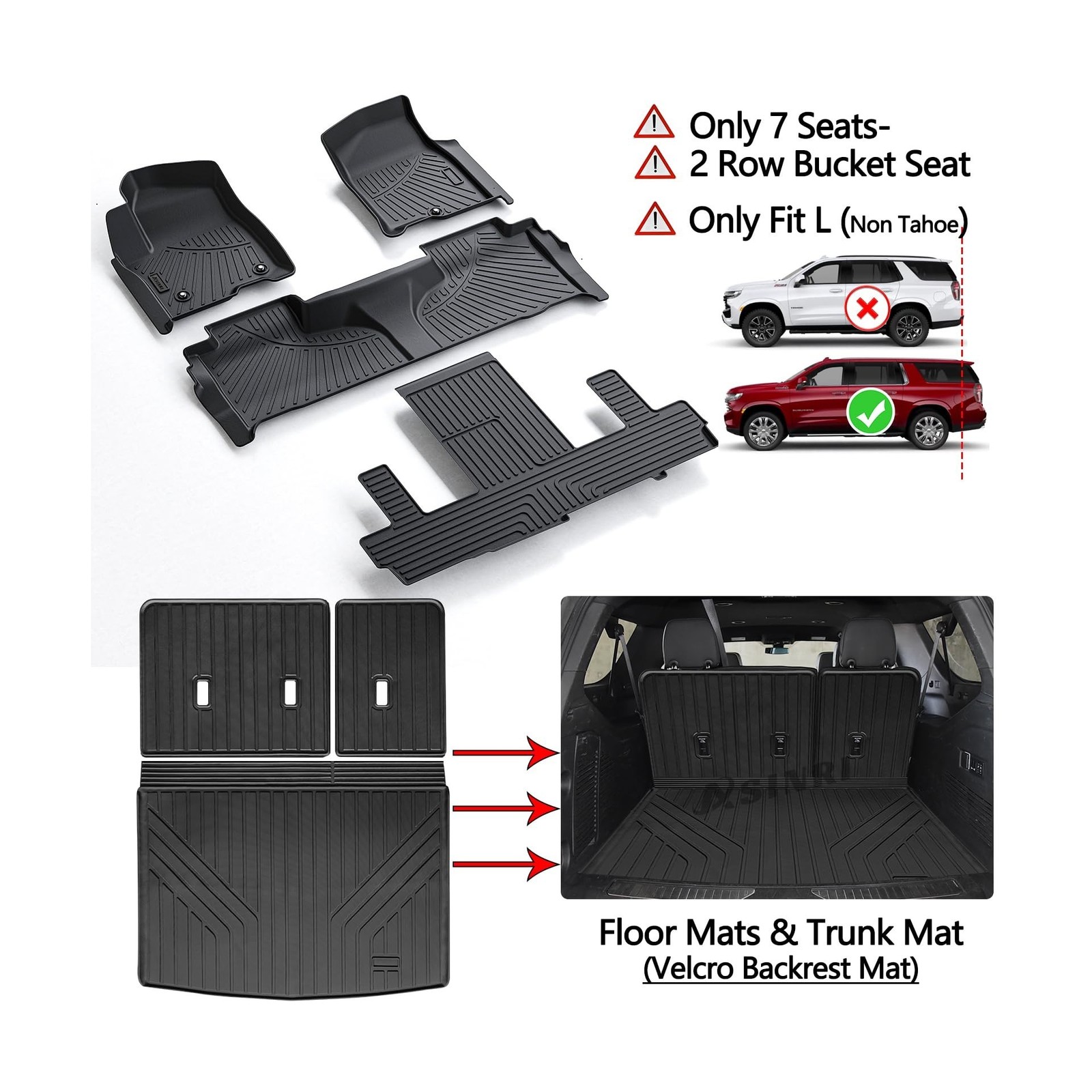 Floor Mats & Trunk Mat with Backrest Set for 2021-2024 2025 Chevrolet/Chevy S…
