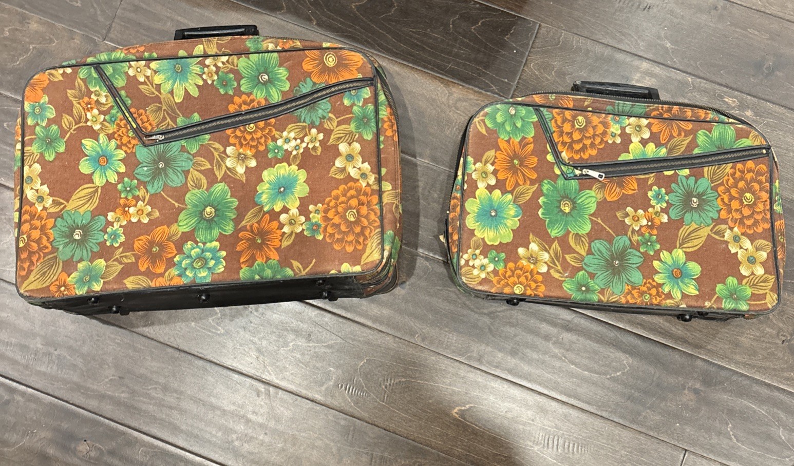 Vintage Bantam Floral Hippie Boho 60’s 70’s Suitcases Luggage Set of 2