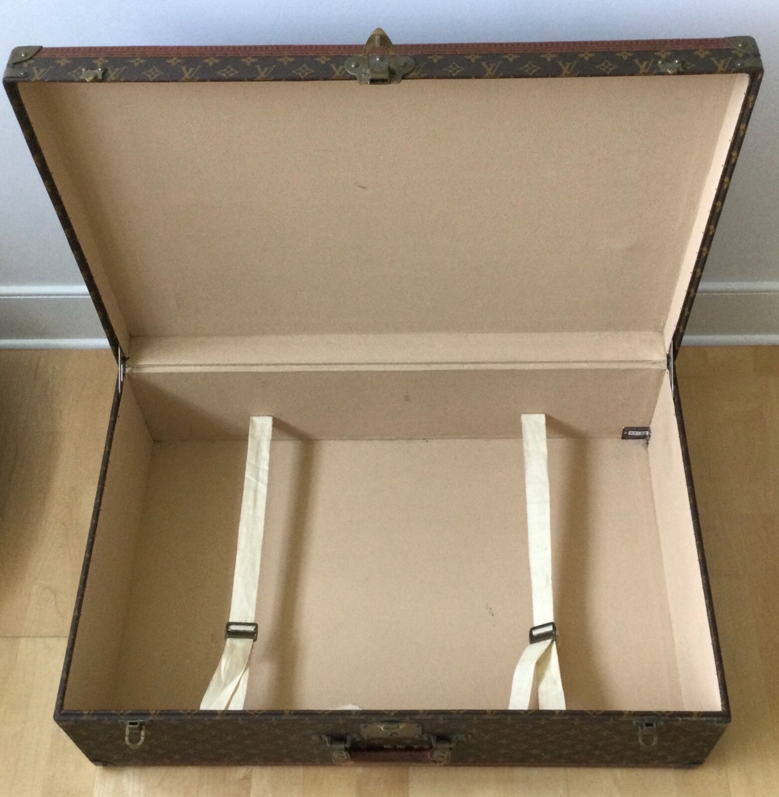 Vintage & Genuine Louis Vuitton Trunk Suitcases Brown Leather LV Logos 