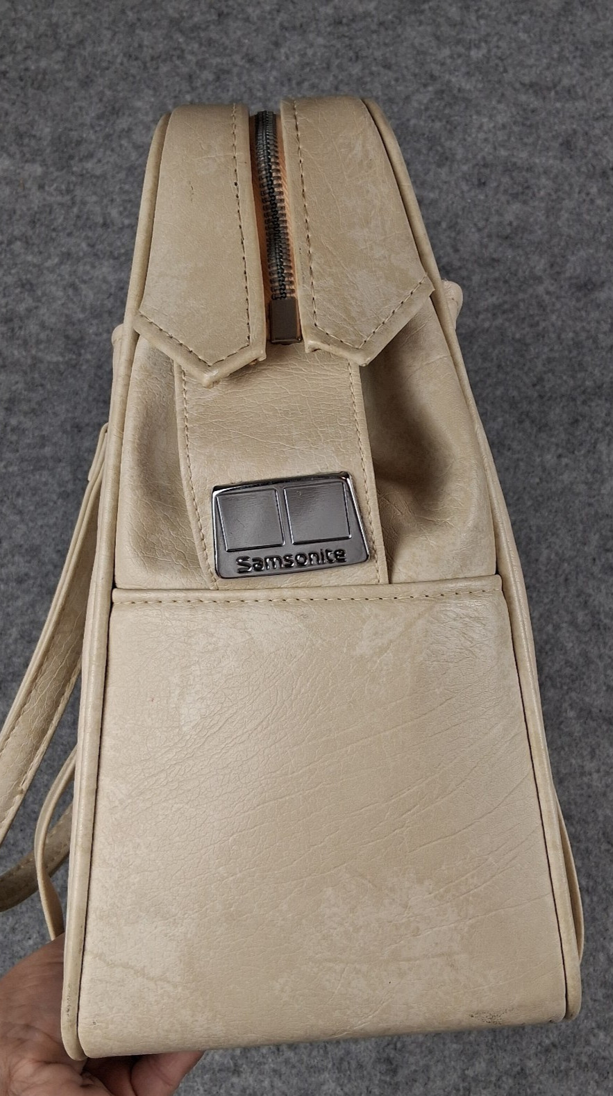 Vtg Samsonite Silhouette Beige Carry Overnight Luggage Travel Bag