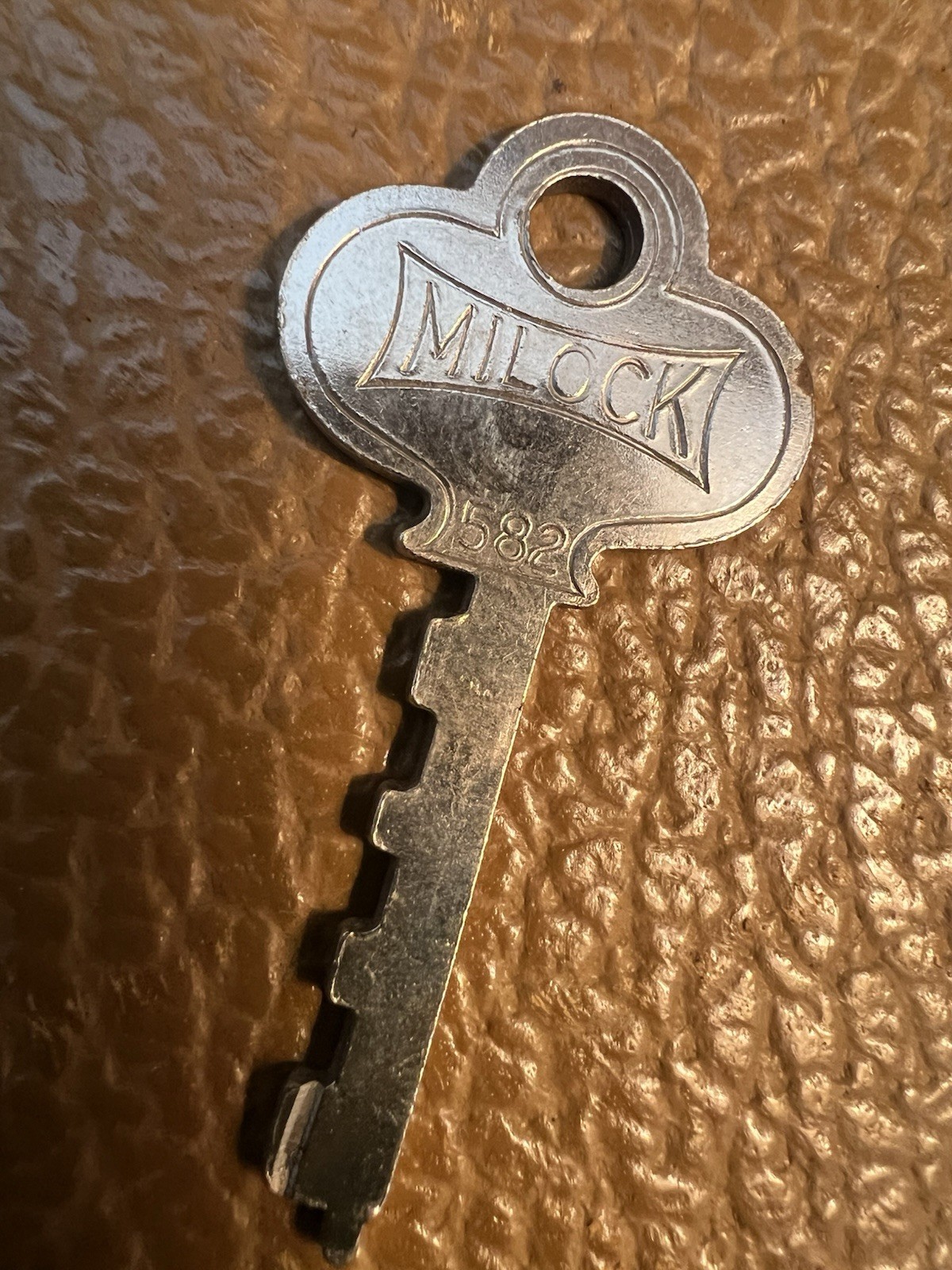 Vintage Leather Antique Suitcase Travel Luggage Milock Milwaukee Stamping w Key