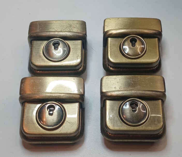 Brass Bag Lock Tuck Style Fasteners (4) Heavy – Closure Catch – Clasps – NO KEYS
