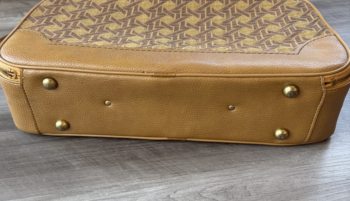 Vintage Travel Case Geometric Retro Design 18x11x4.5 Brown