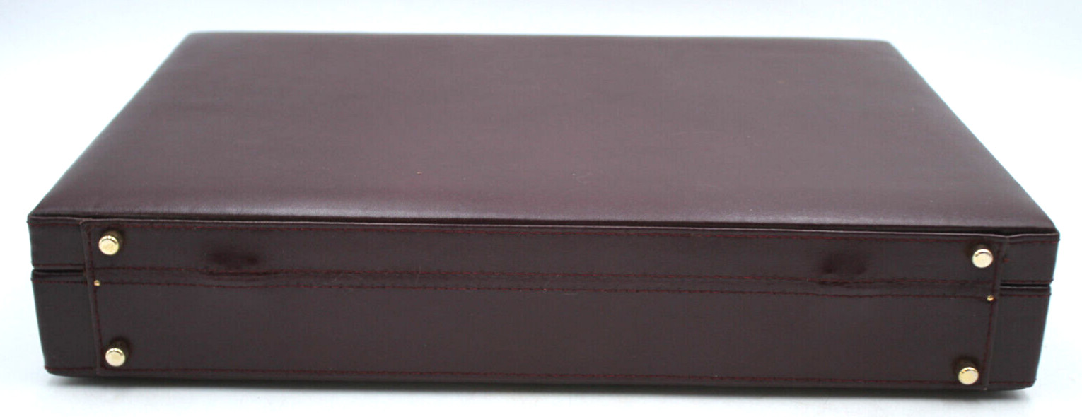 1989 Dilana Korea Leather Briefcase 3.5x13x18″ Burgundy Red Combination+++++++++