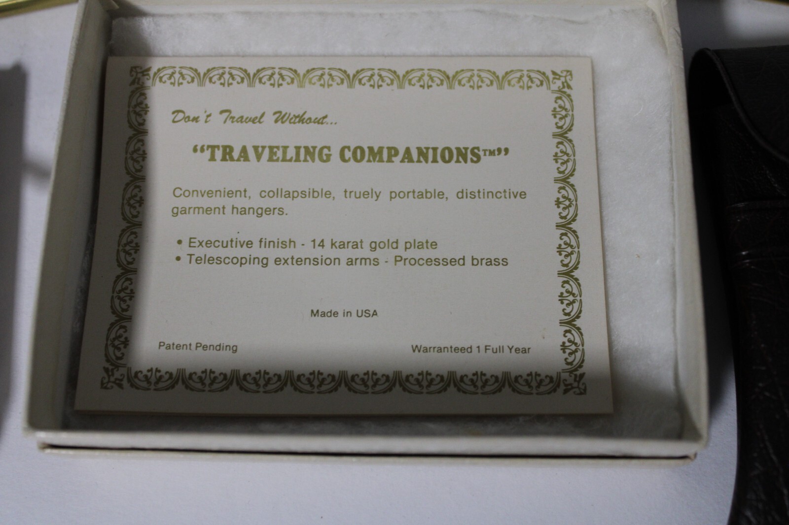 Vintage Travel Accessory, Traveling Companions 14k gold plated garment hanger