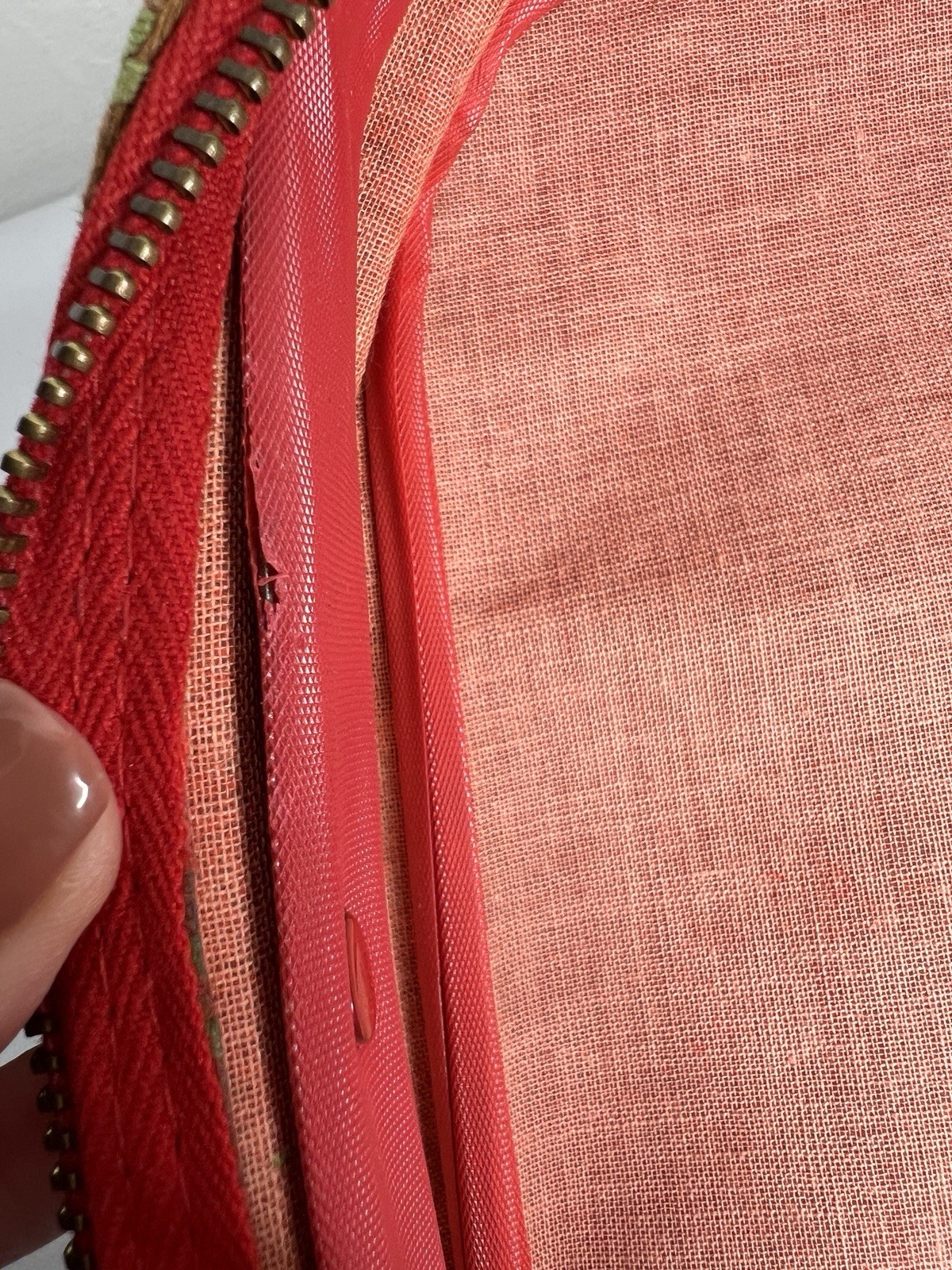 Vintage Suitcase Plaid Made in Japan Red Vinyl Pockets Zipper Retro Travel