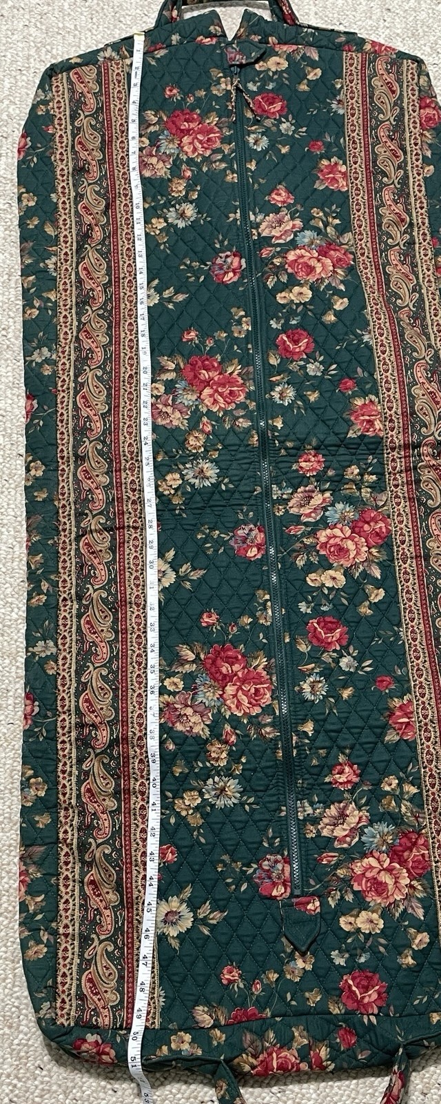 Vtg 80s Vera Bradley Greenbriar Cotton Garment Bag Indiana USA Made Green Floral