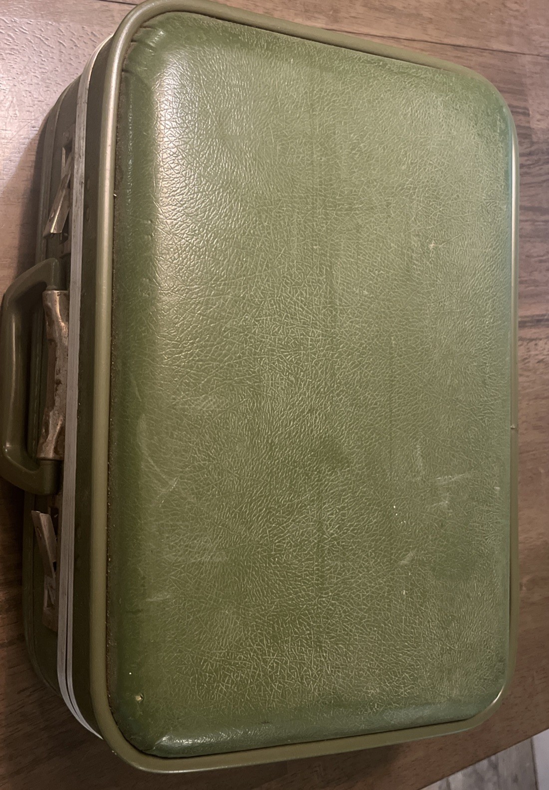 Vintage 1960s Green Hard Vinyl Suitcase