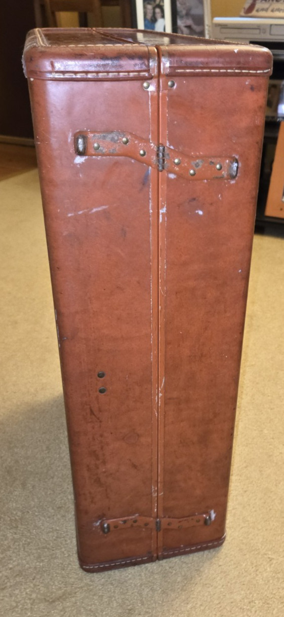 Samsonite Vtg Shwayder Bros Hardshell Brown Leather Suitcase 24X18X8 luggage