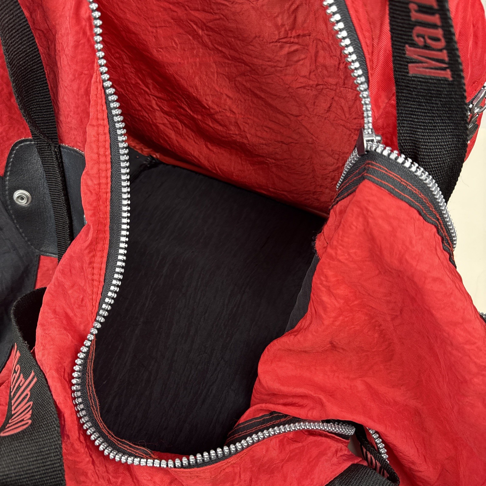 Vintage 90s Marlboro Unlimited Duffel Bag Red Black Promo Collectible Nylon