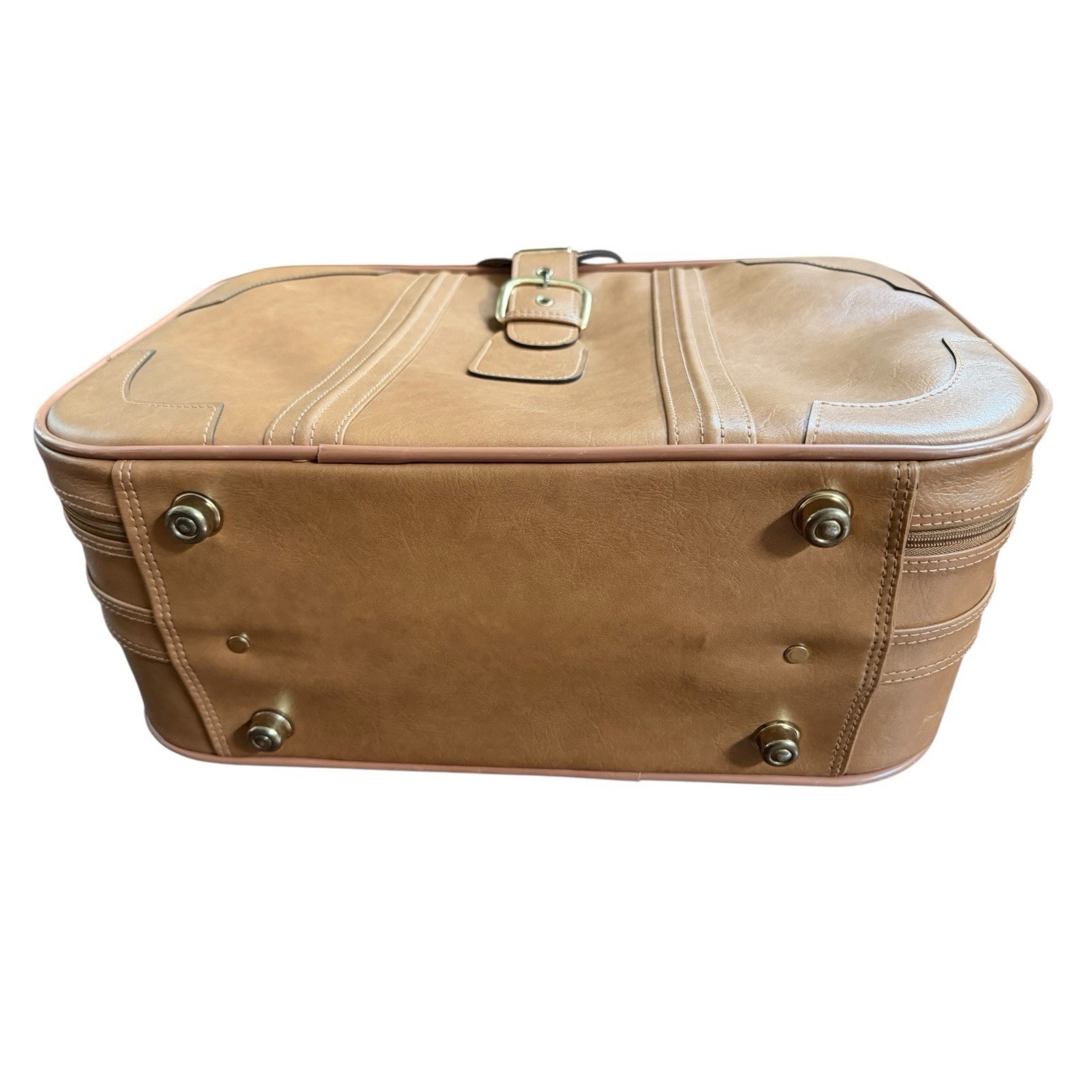 Vtg Imperial Soft Brown Faux Leather Overnight Suitcase with Buckle 20x13x8” EUC