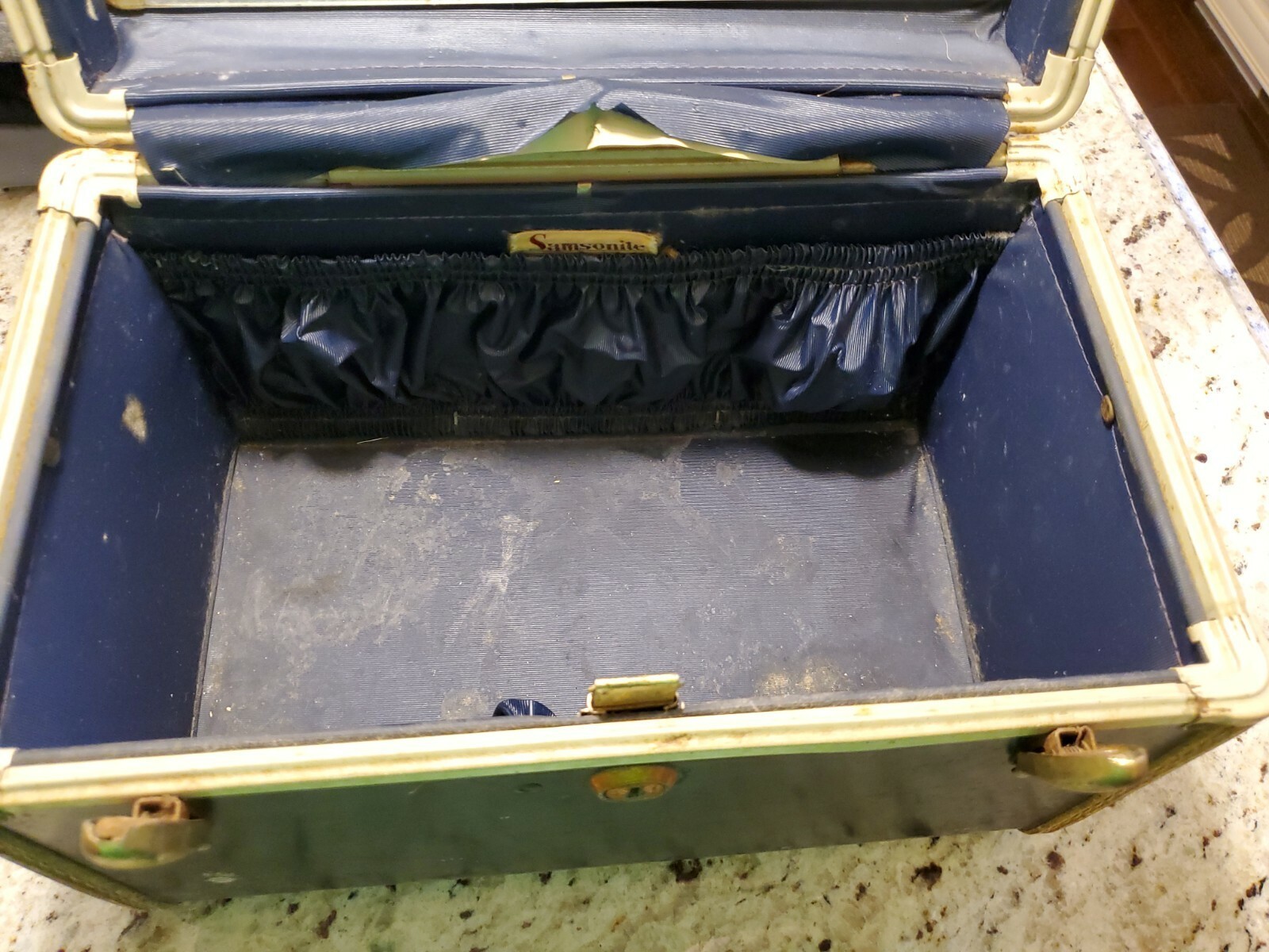 Vintage Samsonite Shwayder Bros Blue Luggage Vanity Train Makeup Case #4712 RARE
