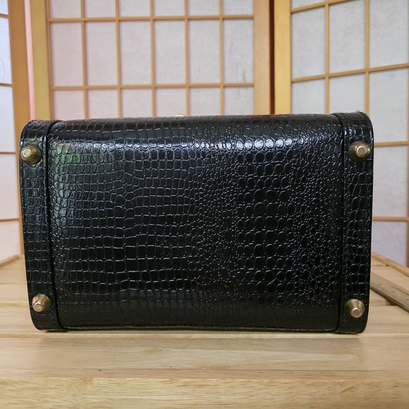 Overnight Travel Makeup Faux Alligator Vanity Hard Case Vtg 90s Cosmetic Train