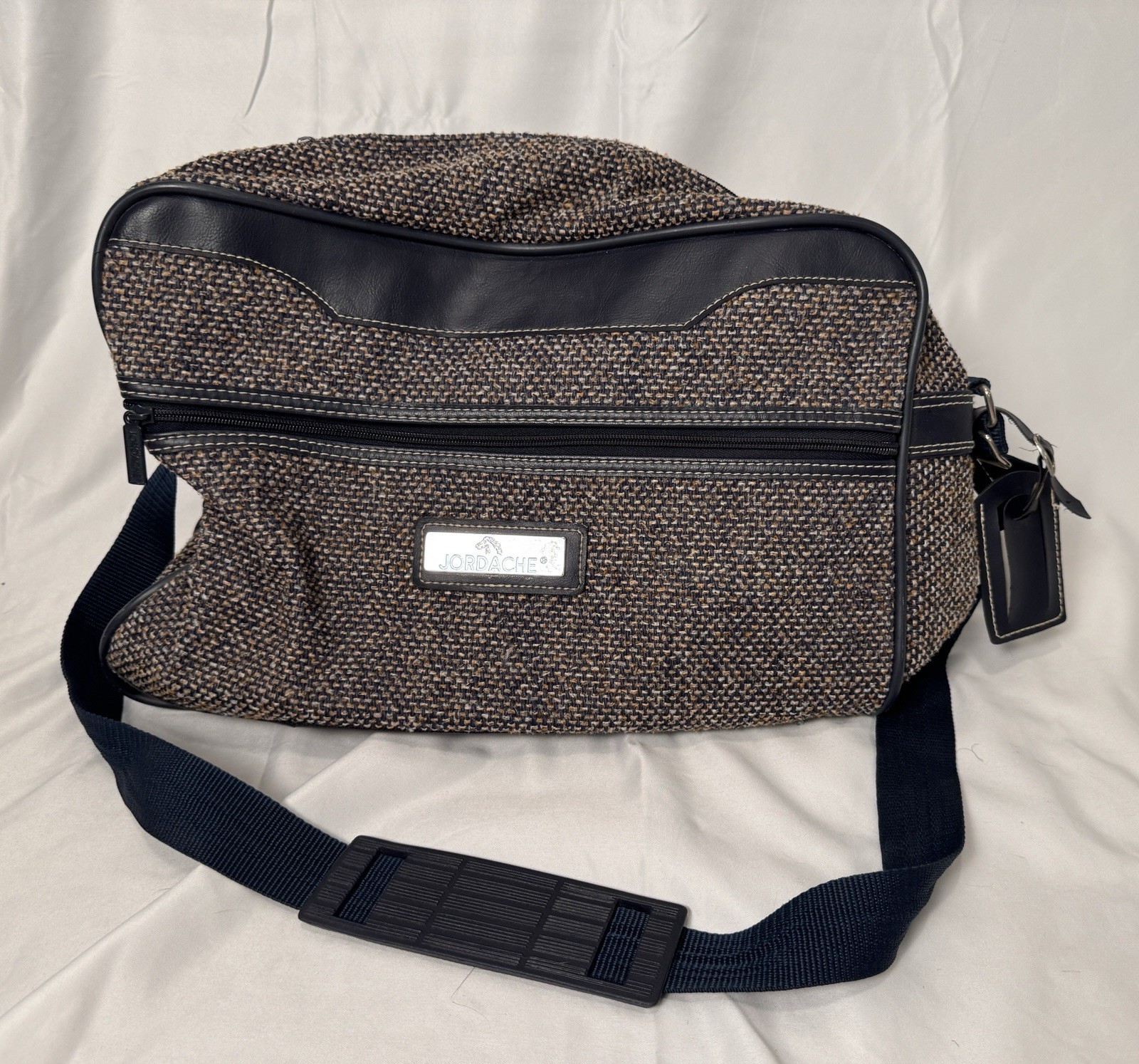Vintage Jordache Tweed Carry On Adj Shoulder Strap Luggage Tag Overnight Tote