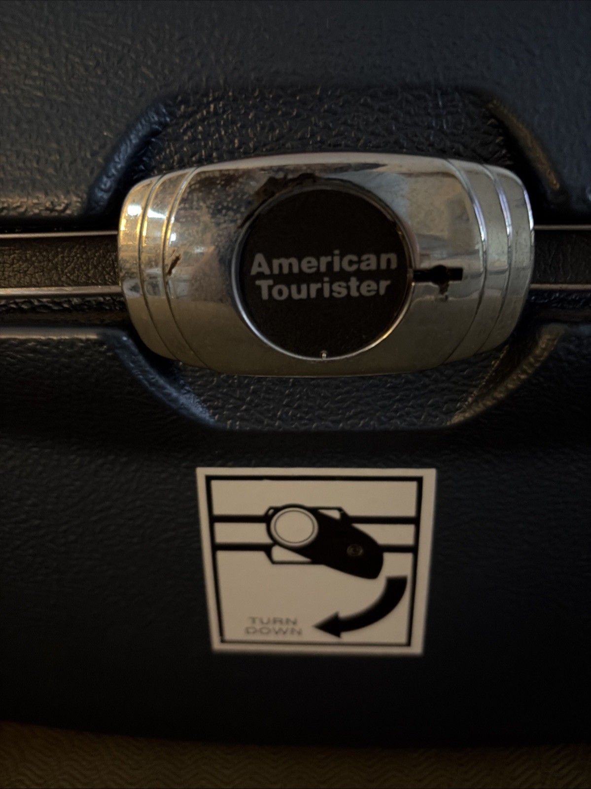 American Tourister Vintage Blue Hard Vanity Case Mirror Lock Key Compartments