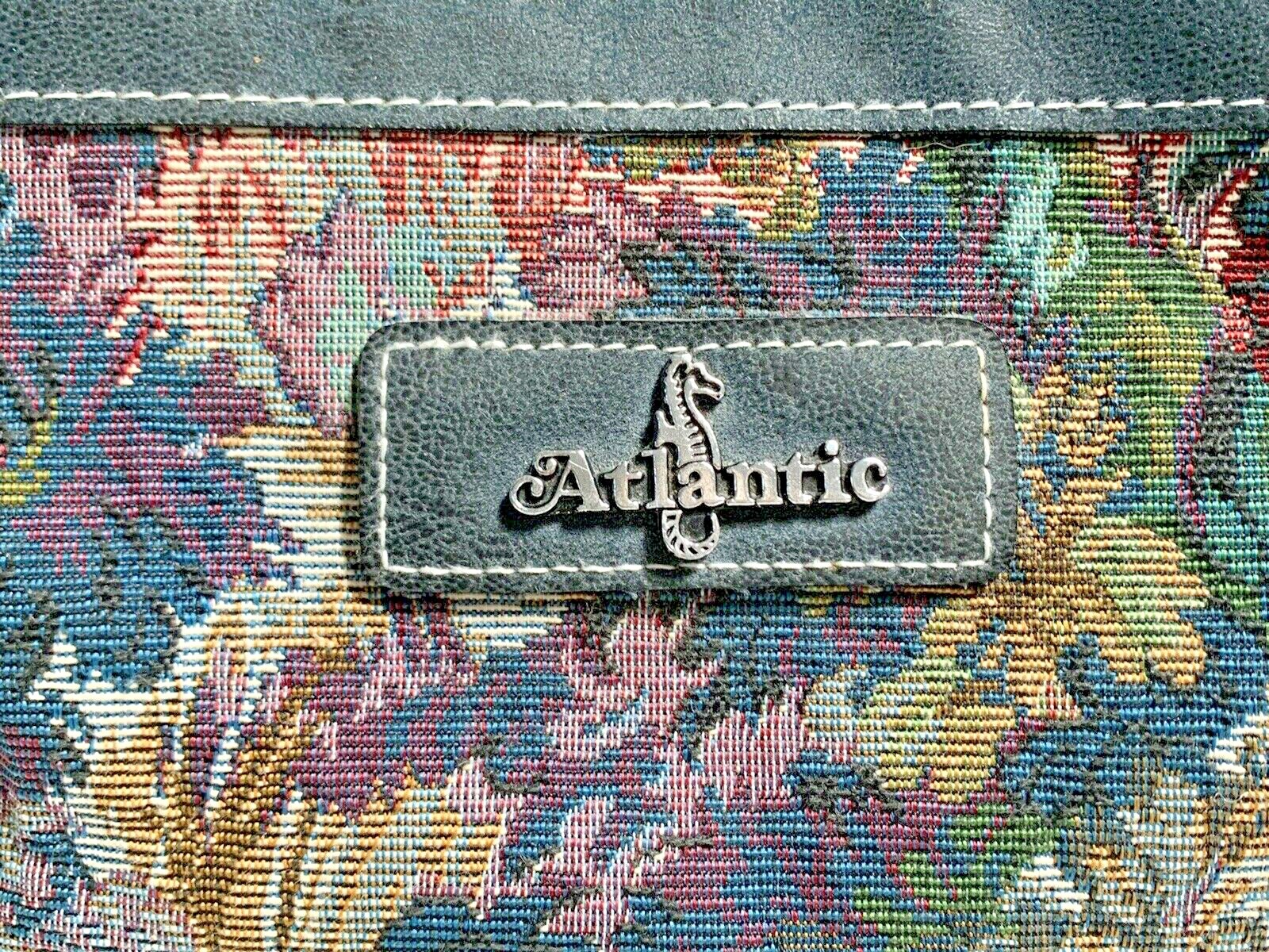 VTG ATLANTIC Luggage Tapestry Carry On Carpet Bag Weekend Tote Green Floral 14″