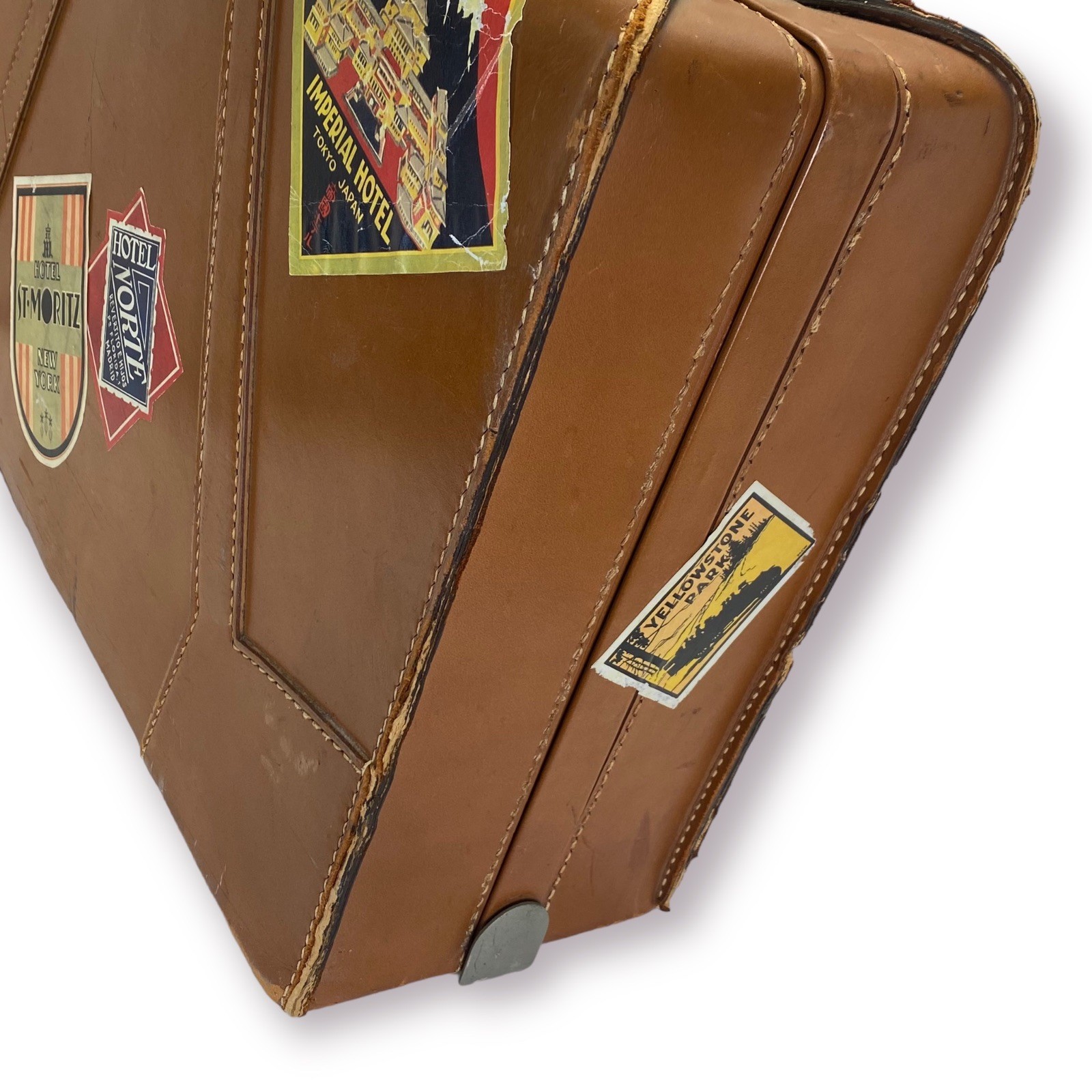 Vtg Skyway Suitcase w Travel/ Luggage Labels: Hotel Victora Cannes, Paris Ritz