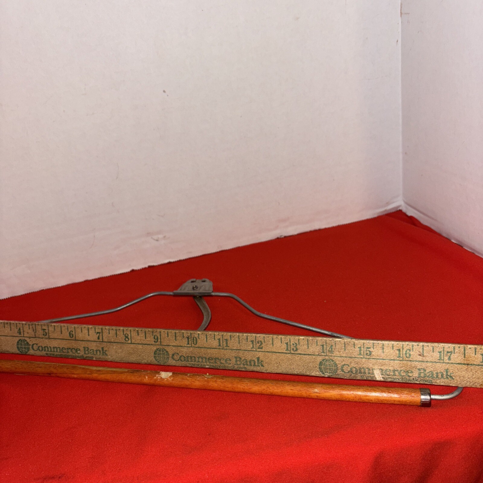 Vintage Original Luggage Suitcase Hanger Metal Folding Top With Wooden Bottom
