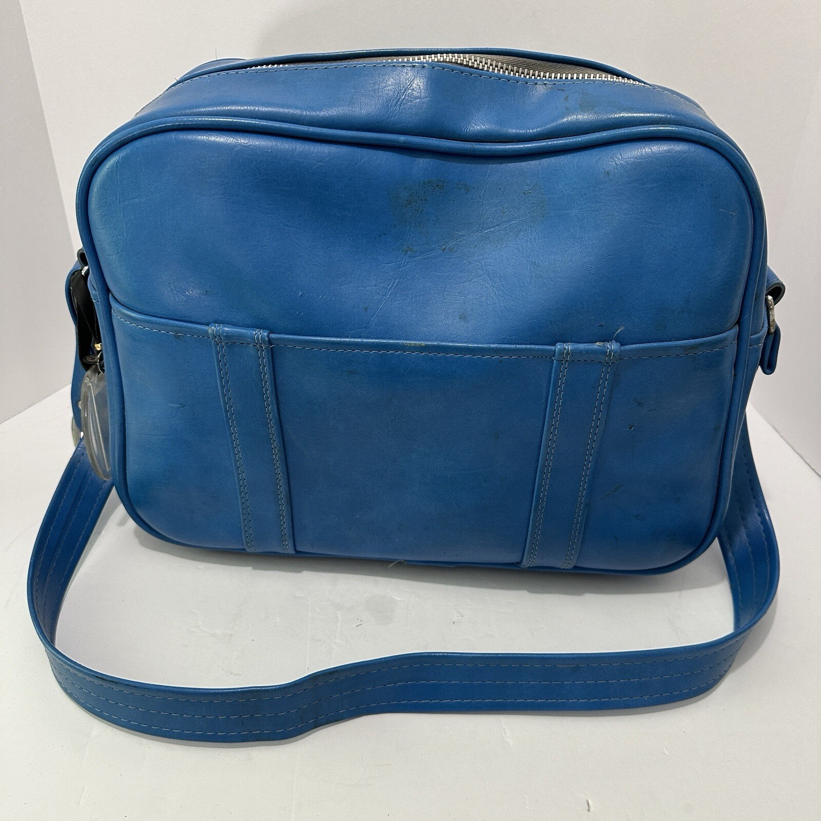 Vintage Bright Blue Flight Travel Bag “Three Star” Korea Retro Shoulder Strap