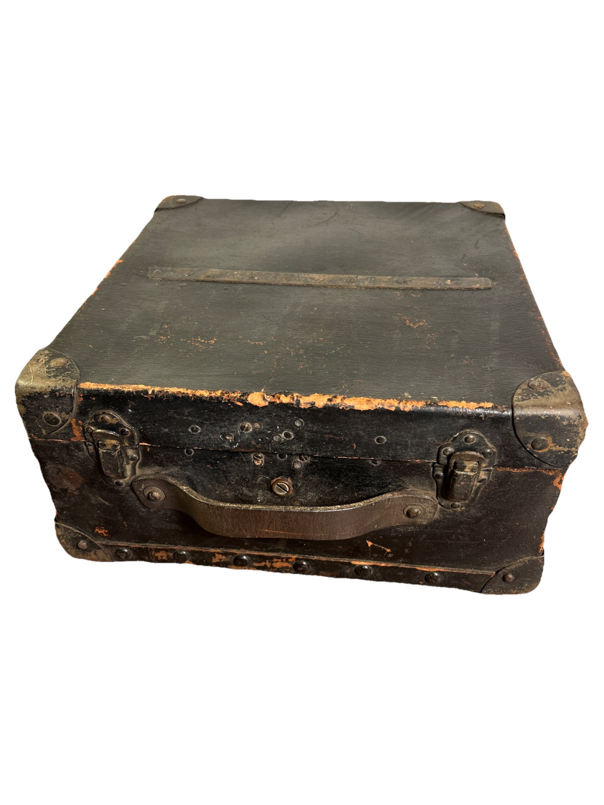 Vintage Tool Box Case Suitcase Hardboard Chipboard Luggage With Leather handle