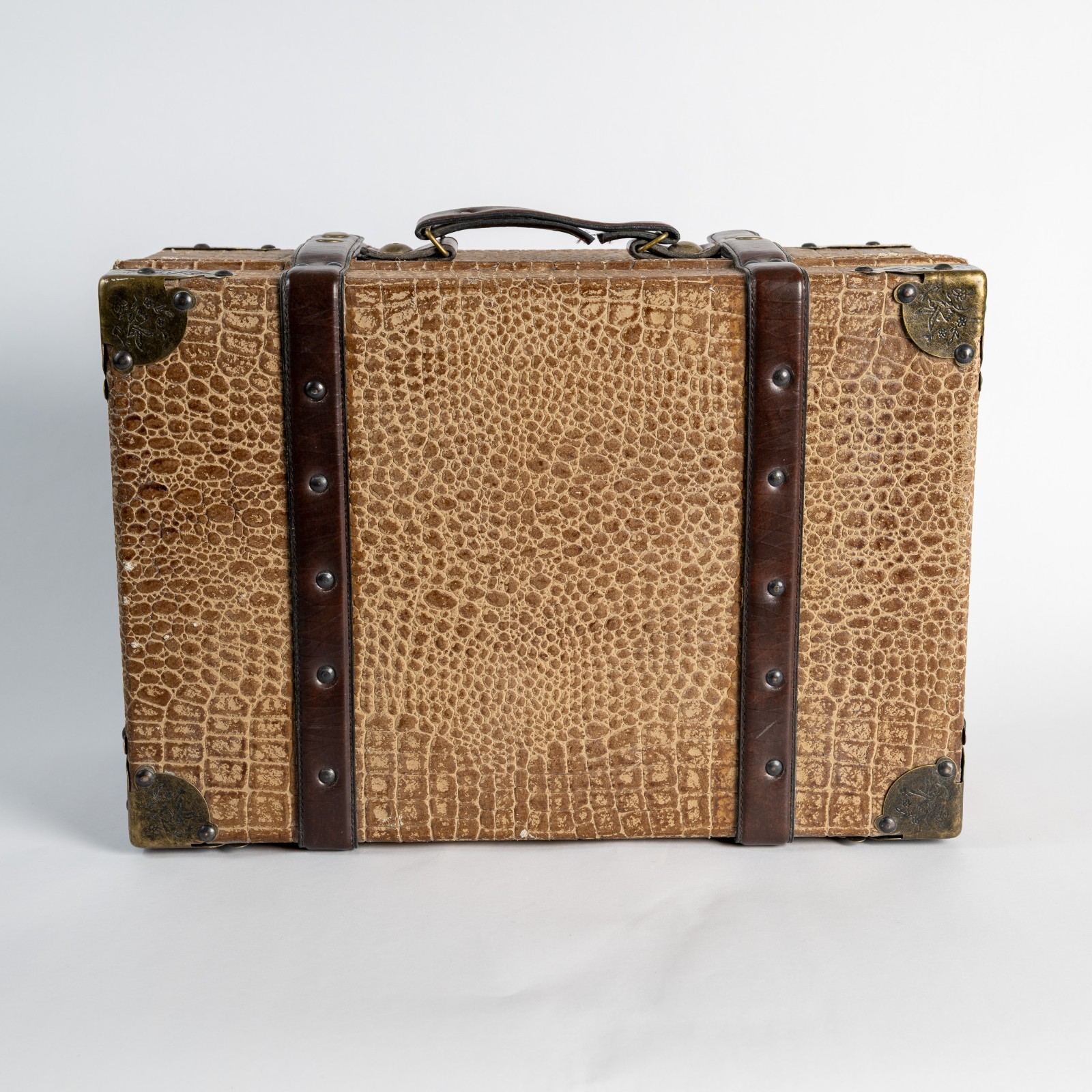 Vintage Style Crocodile Embossed Suitcase Decorative Travel Trunk Storage Case