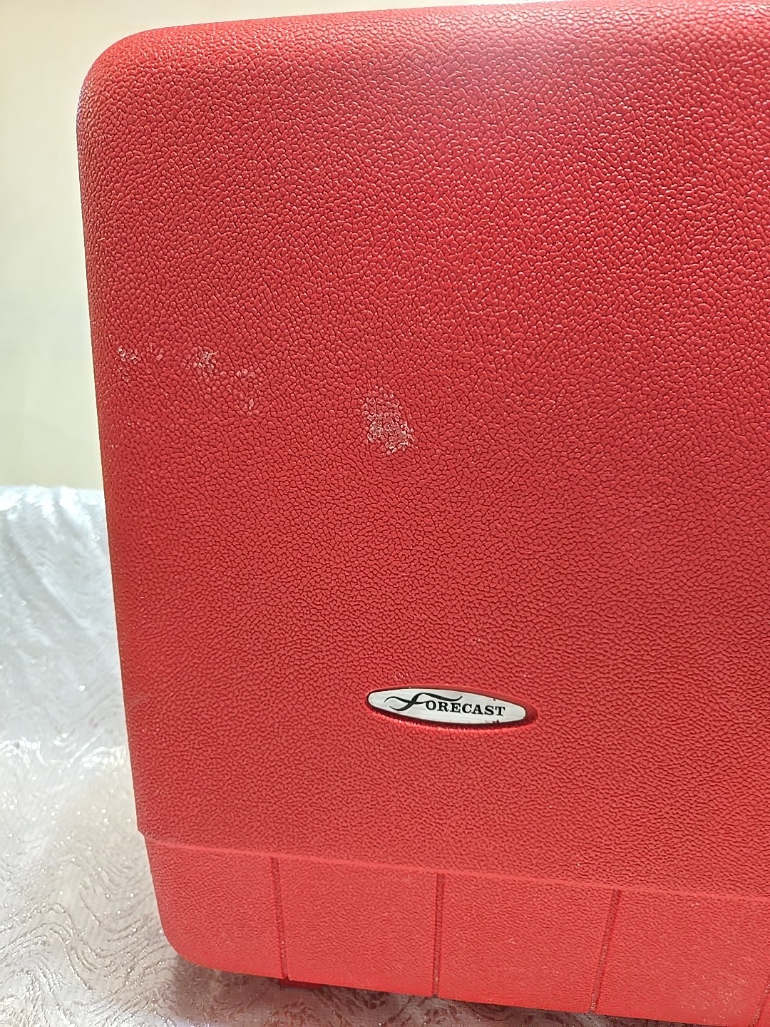 Vintage Sears Forecast Suitcase Red 21” Hard Case Luggage Mid Century No Key MCM